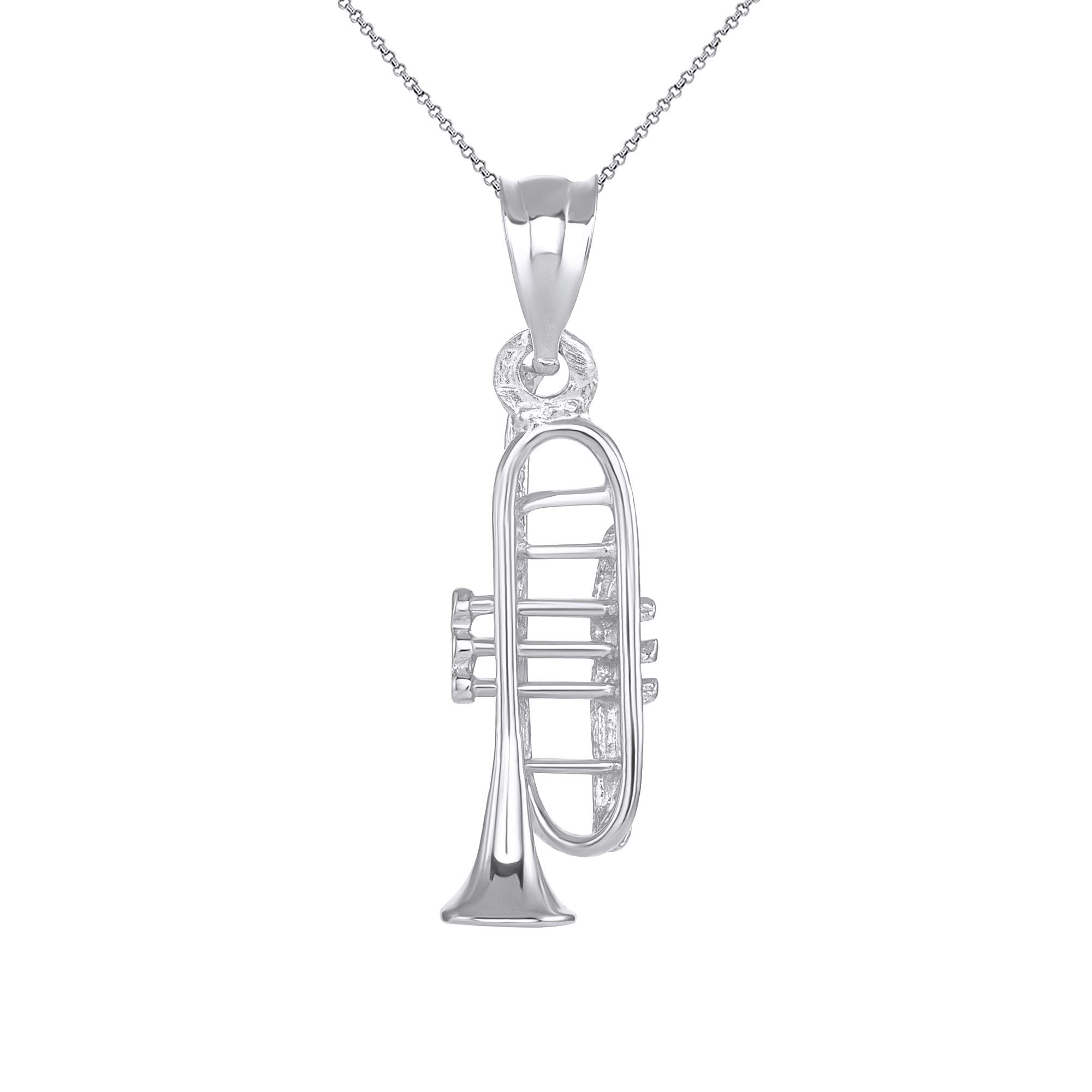 10K Gold Trumpet Horn Charm Pendant Necklace - Elegant Musical Jewelry Gift for Musicians & Music Lovers | Perfect for Performances, Concerts & Special Occasions