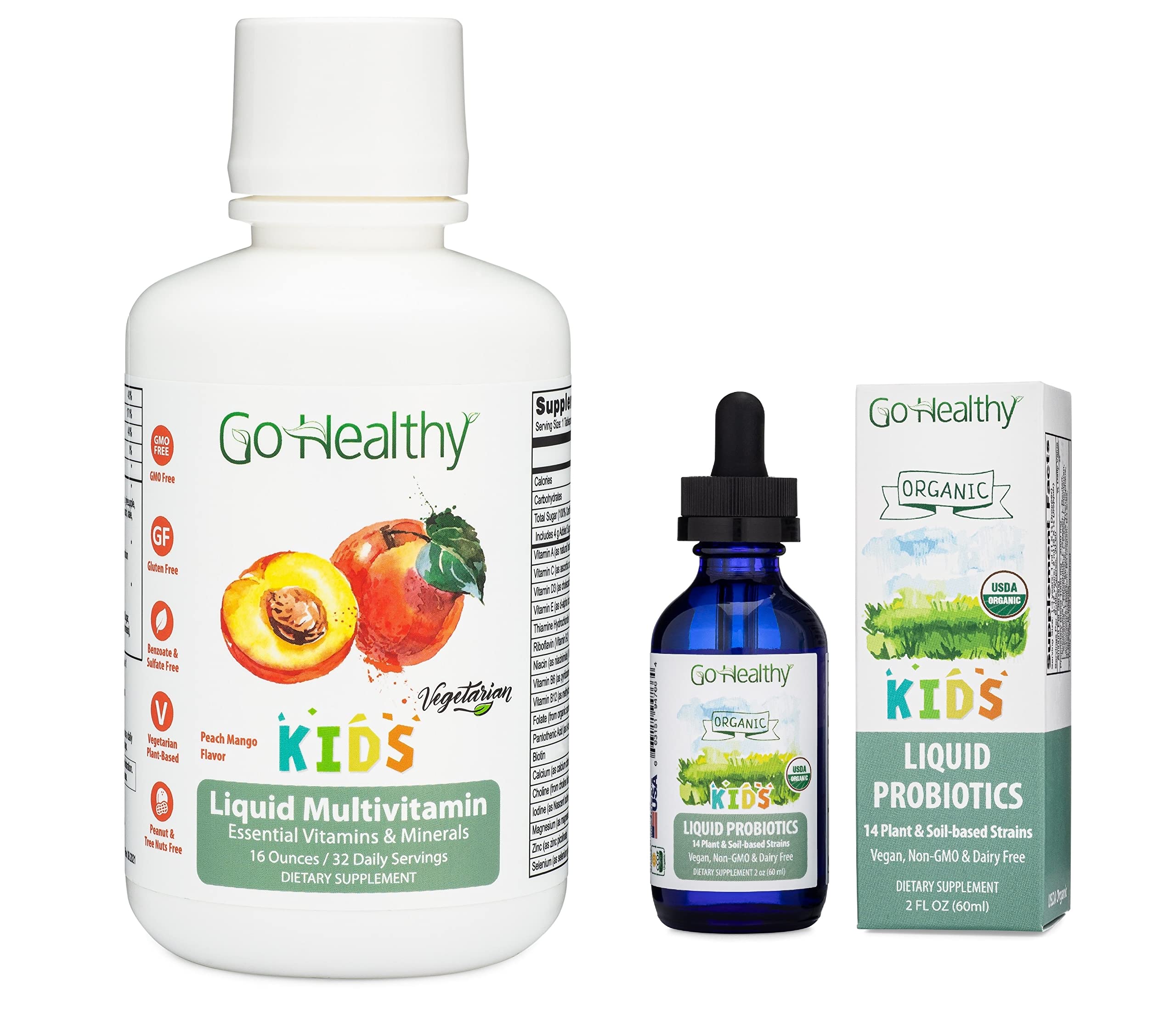 Go Healthy Kids Liquid Multivitamin with Probiotics - Immune Support & Digestive Health for Children - Perfect for Daily Nutrition & Picky Eaters