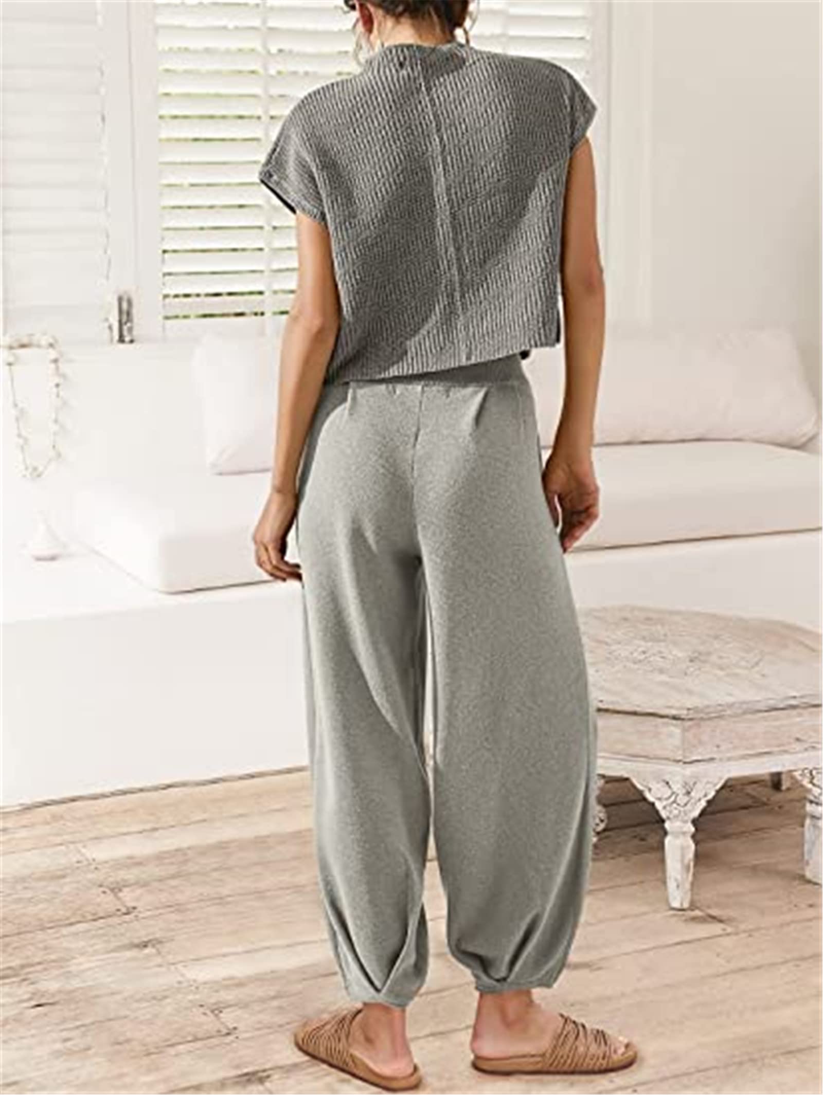 Yuemengxuan Women's 2-Piece Sweater Set - Knit Pullover Top & High Waisted Pants Lounge Outfit | Casual Matching Sets for Home, Office & Date Night