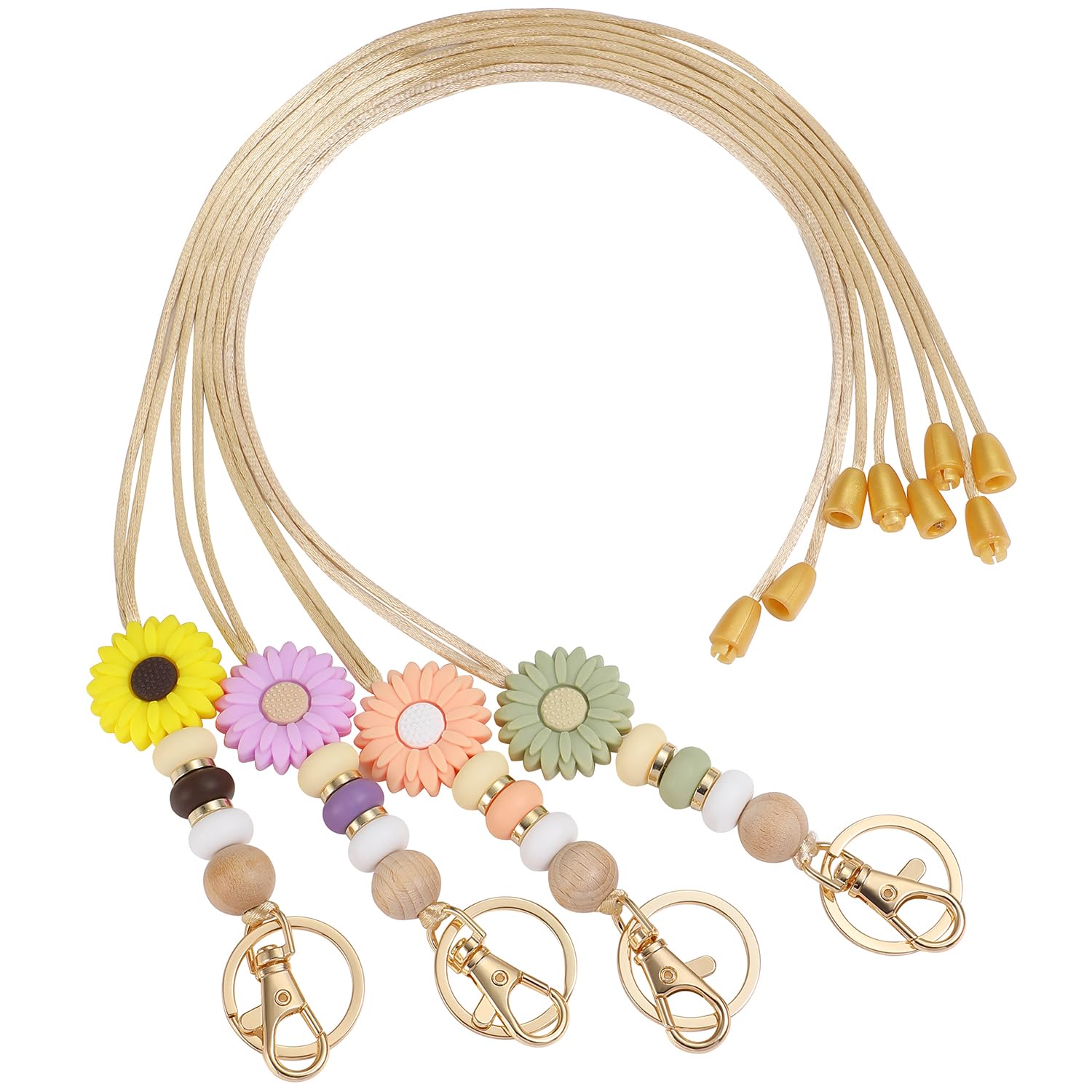 Teacher Lanyards for Keys & ID Badges - Flower Design for School & Office