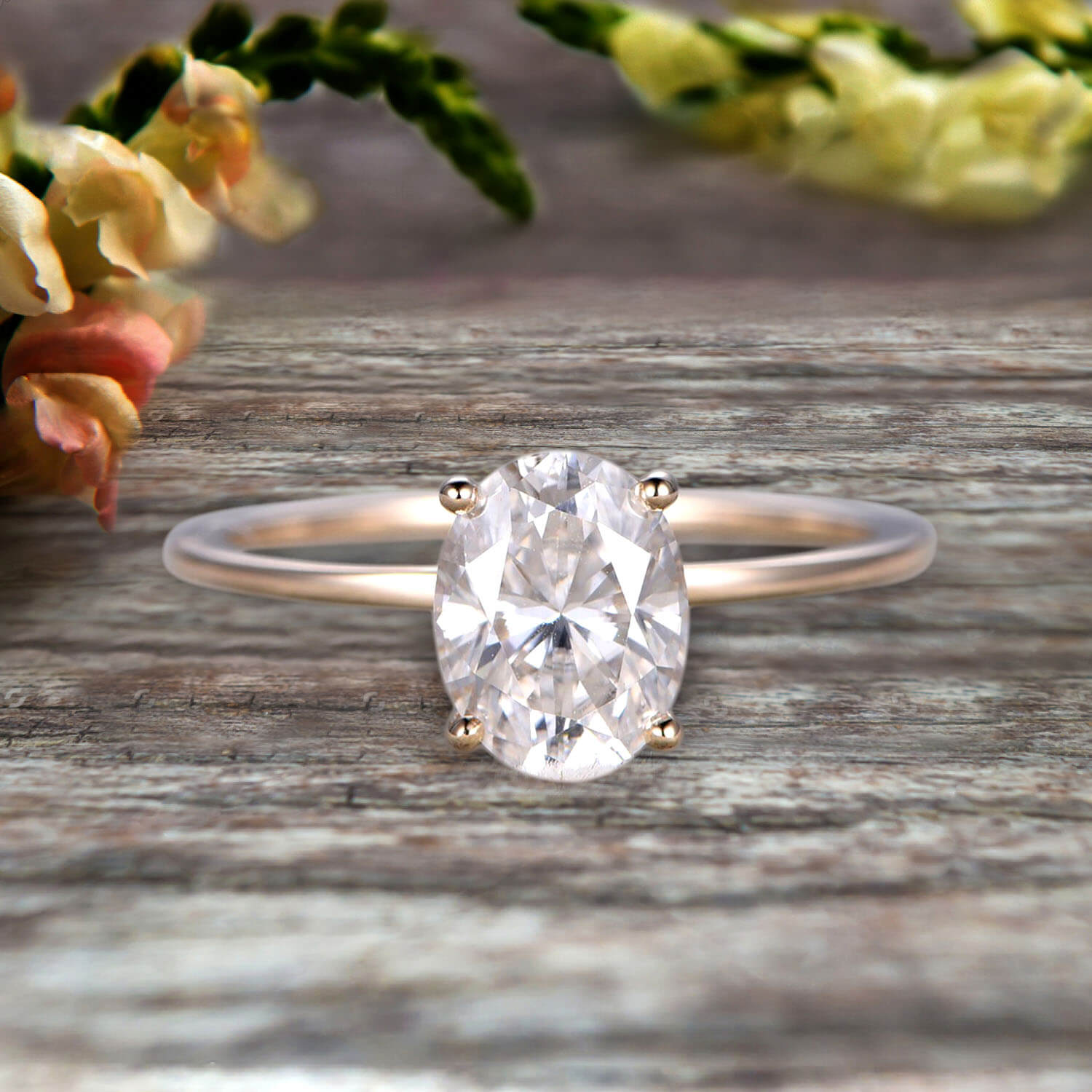 1.00 Carat Oval Moissanite Solitaire Engagement Ring in 10K Yellow Gold - Classic Elegance for Proposals & Anniversaries