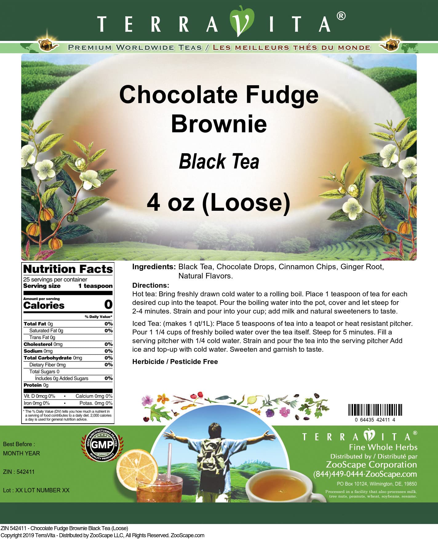 Premium Chocolate Fudge Brownie Loose Leaf Black Tea - 4 oz (ZIN: 542411) | Rich Dessert Tea for Afternoon Relaxation & Gourmet Gift Giving