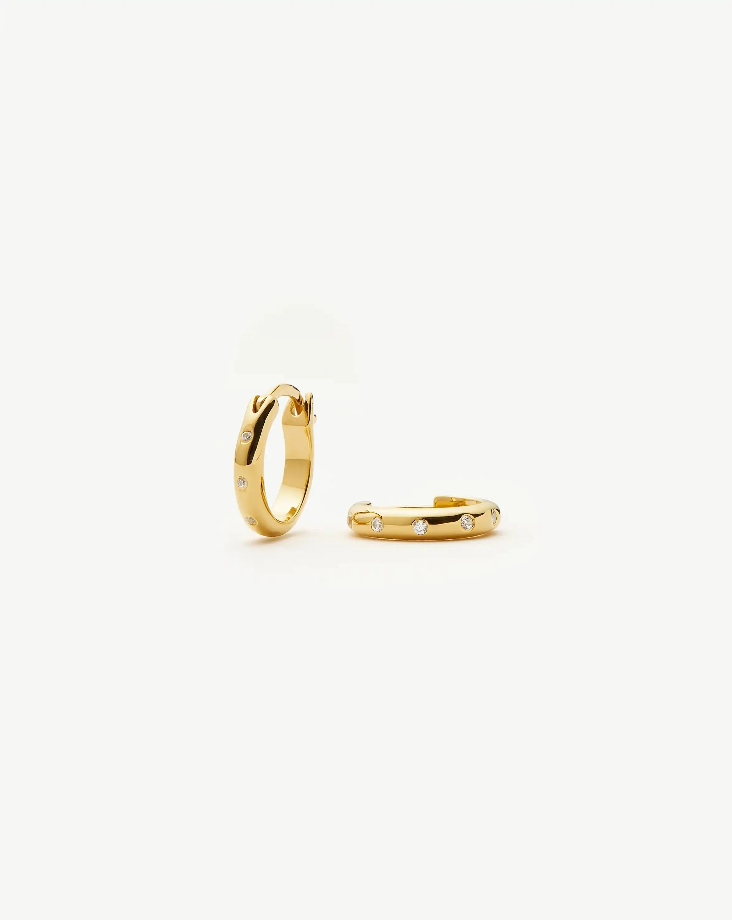 Mini Solar Studded Hoop Earrings for Women - Gold & Silver Small Hoop Earrings - Dainty Everyday Jewelry Gift for Her - Perfect for Work, Date Night & Casual Outfits