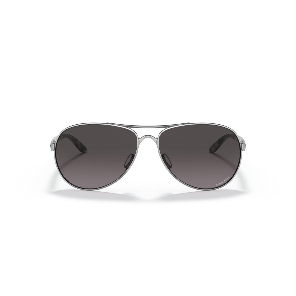 Oakley Feedback Sunglasses Polished Chrome Frame with Prizm Grey Gradient Lenses - Model 0OO4079 407940 | UV Protection for Outdoor Sports & Driving