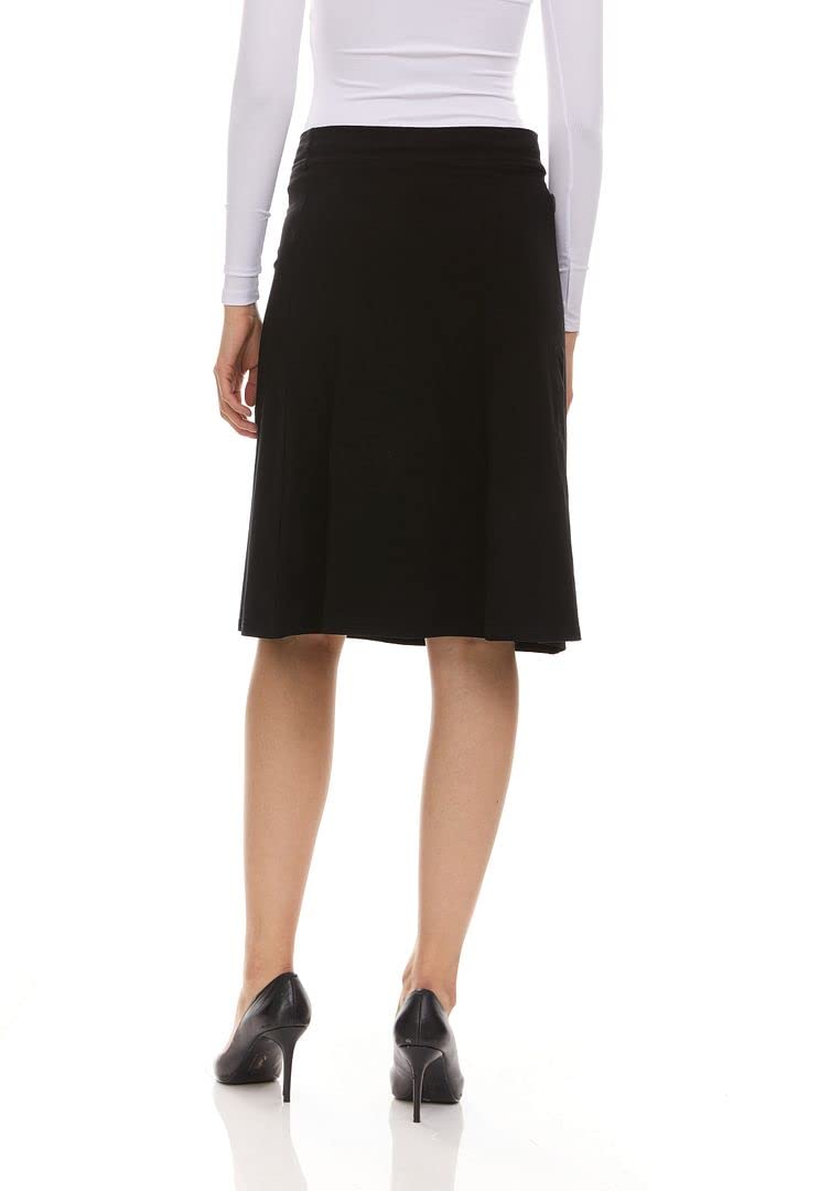 Women's Cotton A-Line Skirt with Elastic High Waist - Comfortable Work & Office Wear for Business Professionals - Perfect for Business Meetings, Office Outfits & Formal Occasions