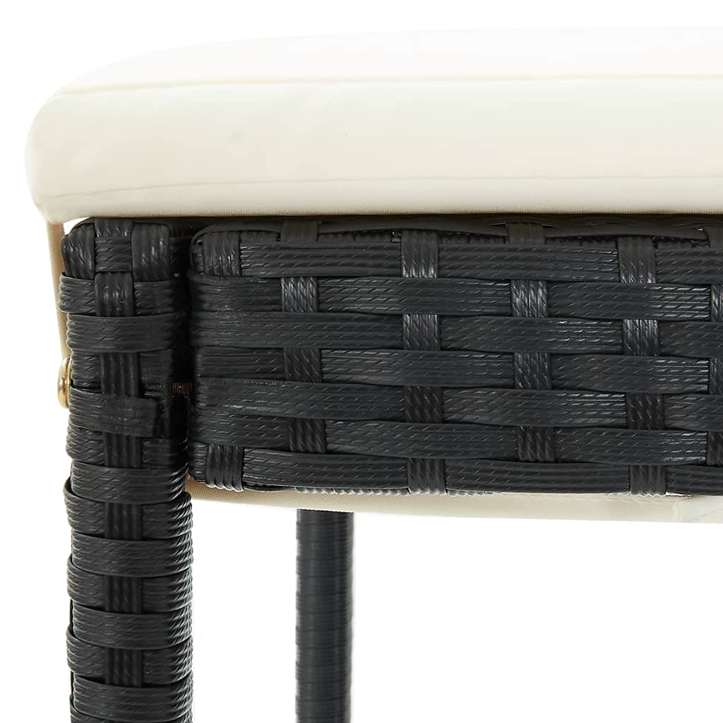 4-Piece Black Poly Rattan Garden Bar Stools with Cushions - Outdoor Patio, Poolside & Backyard Seating Furniture Set for Dining & Relaxing