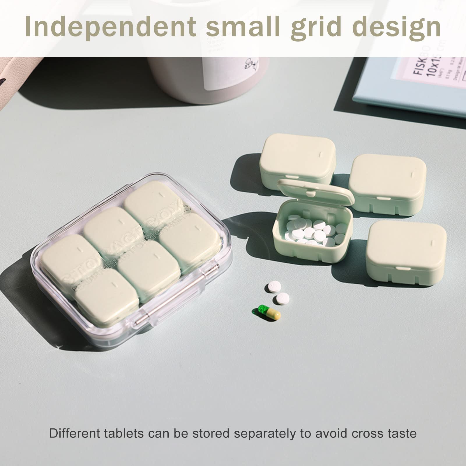 SOFISO 4/6 Grid Free Assembly Travel Pill Organizer - 10 Day Portable Medicine Box with Waterproof Design for Vitamins, Fish Oil & Supplements - Perfect for Daily Medication, Travel & Home Use