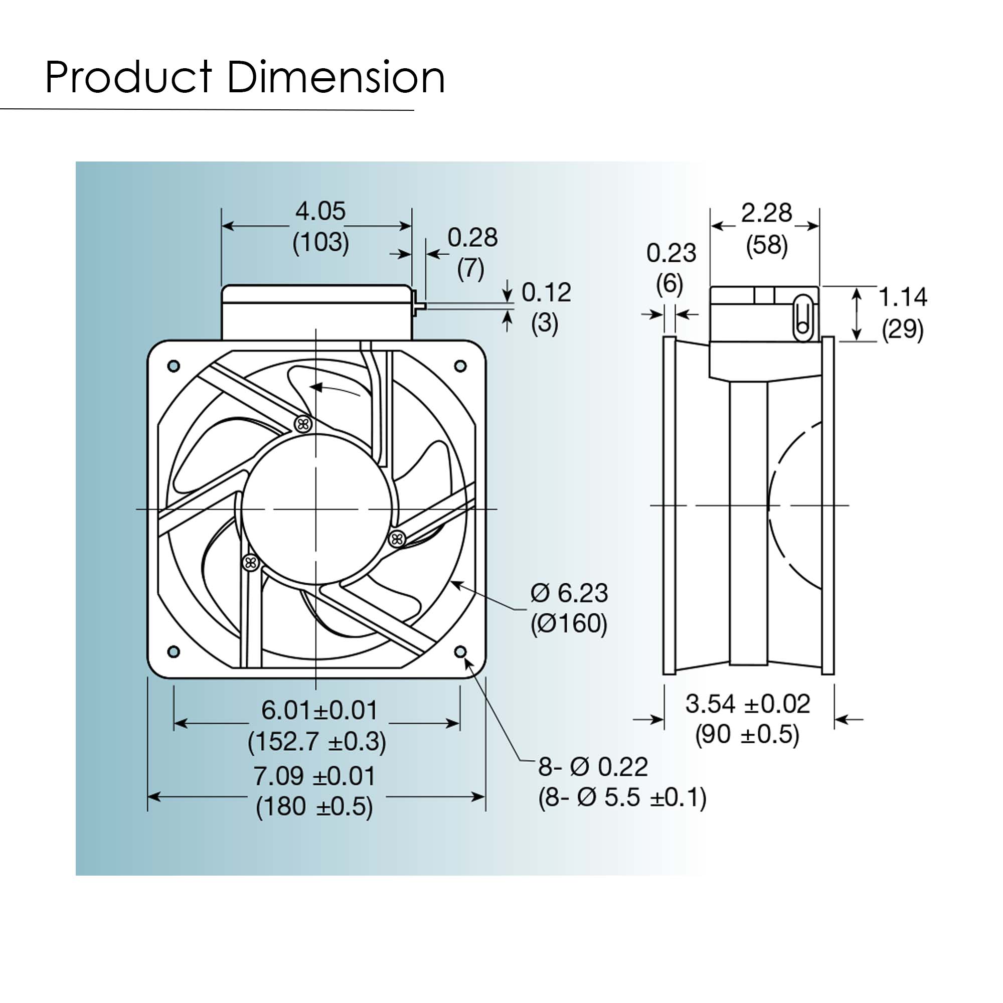 180x180x90mm 230V AC Cooling Fan UF18JC23 BTHR - High Performance Mechatronics Fan for Industrial Equipment, HVAC Systems & Server Racks