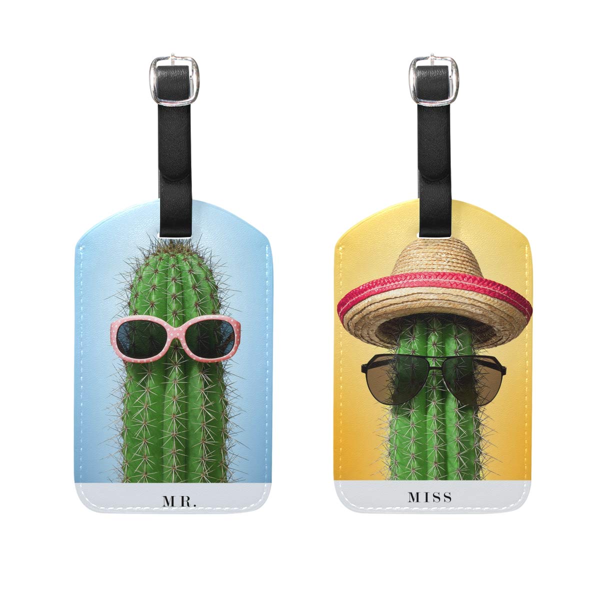 Stylish PU Leather Luggage Tags for Couples - Personalized Travel Name Card Holders for Suitcases & Bags | Perfect for Honeymoon, Anniversary Trips & Romantic Getaways