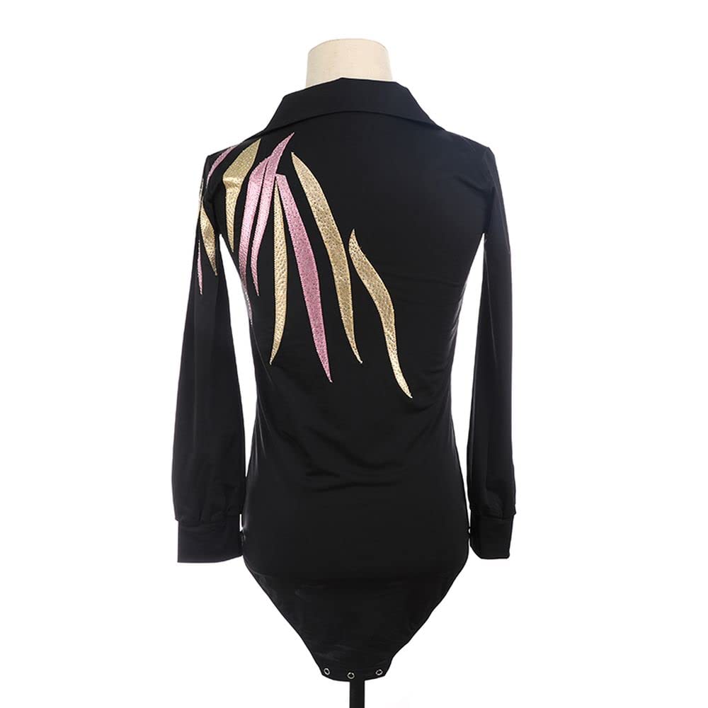 LIUHUO Men's & Boys' Figure Skating Suit - Black High Elastic Breathable Performance Outfit with Velvet Long Sleeves for All Seasons | Perfect for Ice Skating Practice, Competitions & Winter Sports