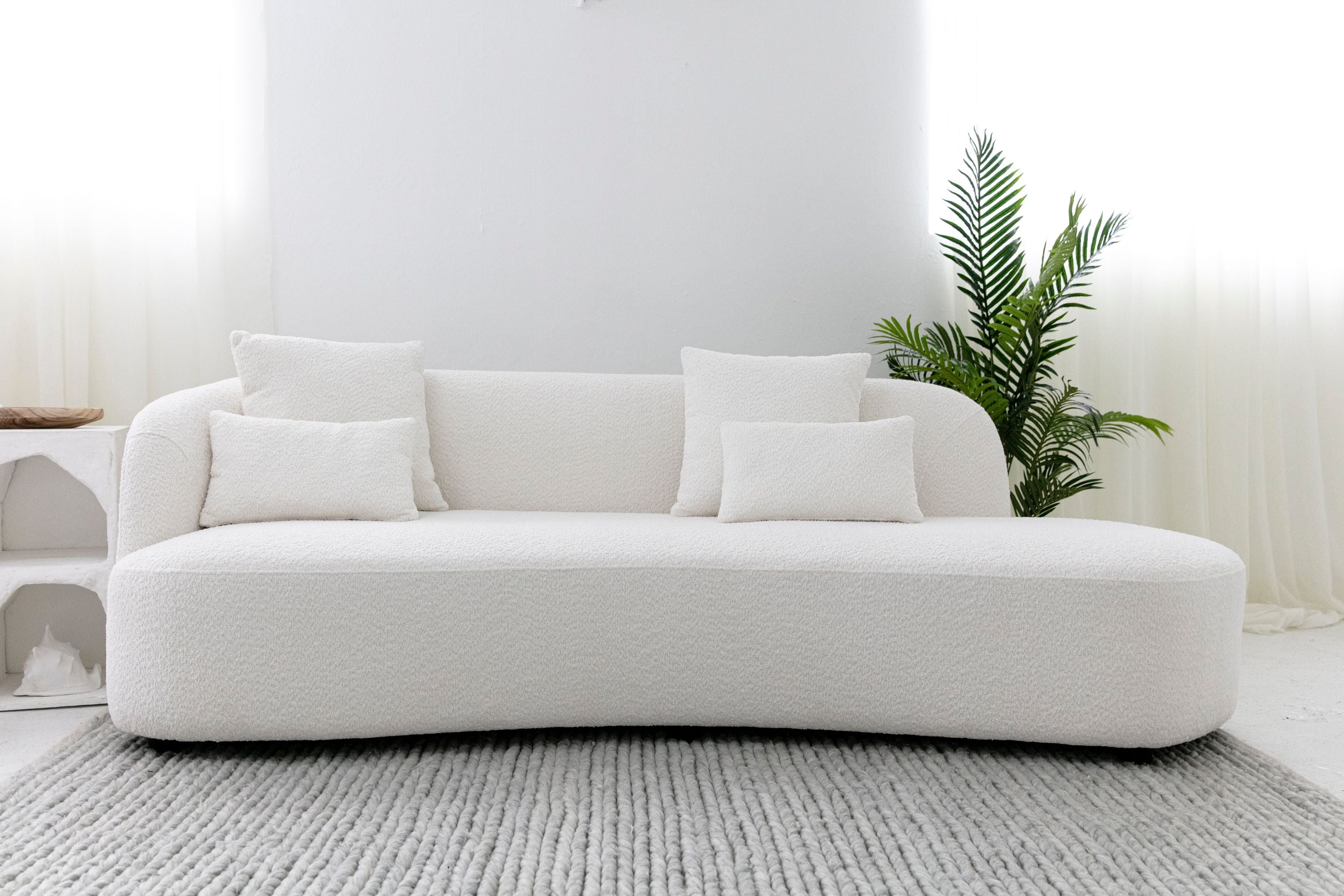 Luxury Santorini Boucle Sofa - Modern Velvet Upholstered Living Room Couch for Small Spaces, Comfortable Sectional Sofa Bed for Apartments & Home Decor - Perfect for Lounging, Entertaining & Relaxing in Style