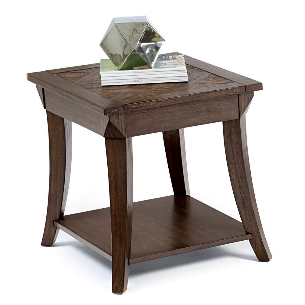 Progressive Furniture Appeal Rectangular End Table - Dark Poplar Wood Nightstand for Living Room, Bedroom & Office | Modern Side Table with Storage Shelf