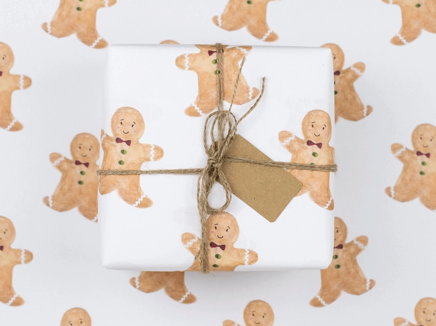 Festive Gingerbread Man Christmas Wrapping Paper - Cute Holiday Gift Wrap for Presents, Cookies & DIY Crafts - Perfect for Xmas, Baking Parties & Family Gatherings