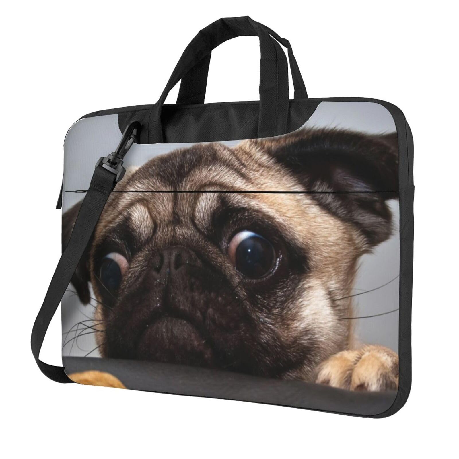 LAMAME Cute Pug Printed Laptop Bag - Stylish & Durable Portable Computer Protective Shoulder Bag for Work, School & Travel