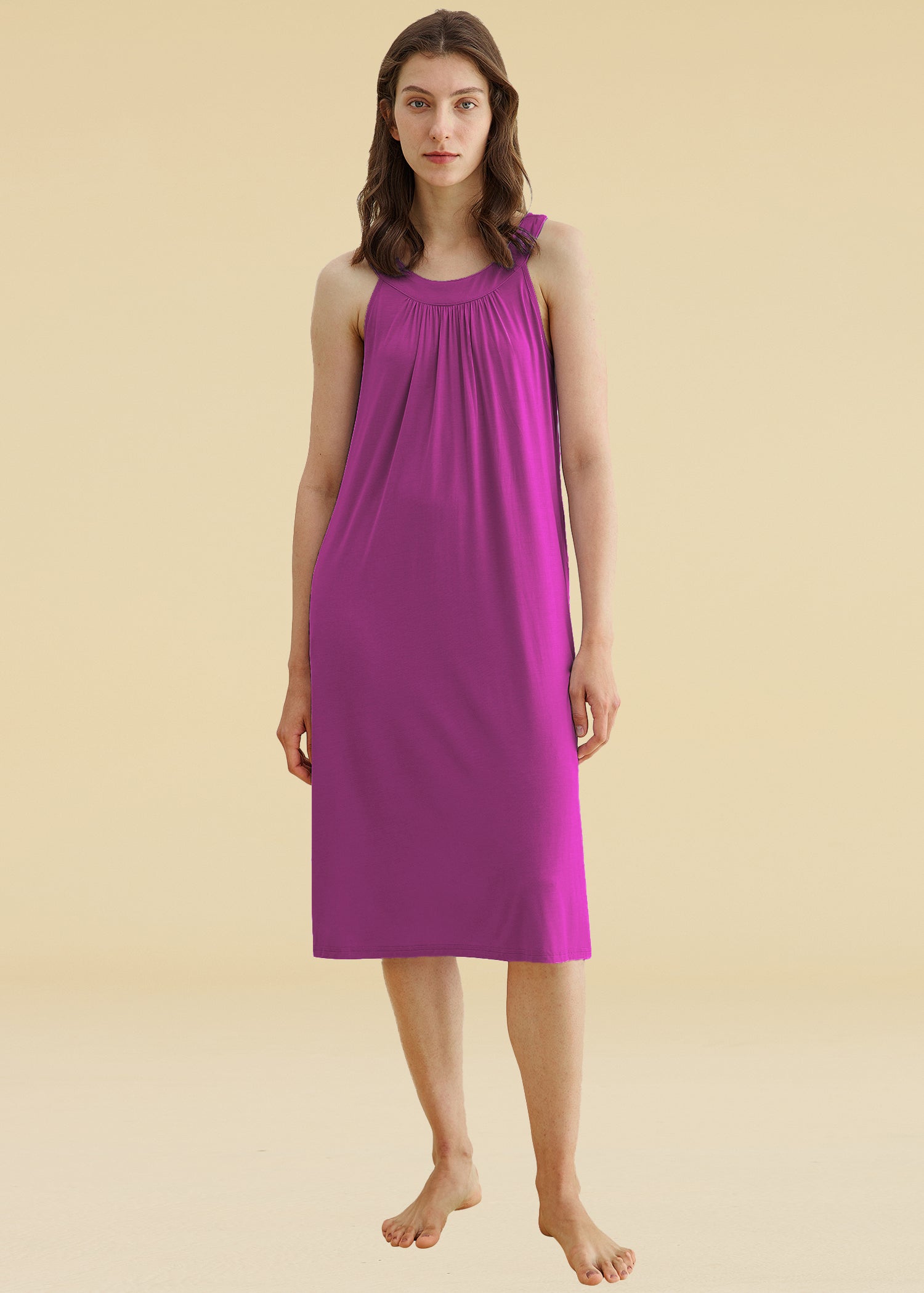 Women's Bamboo Viscose Sleeveless Nightgown with Pockets - Soft Comfortable Sleepwear for Summer & Lounge Wear - Perfect for Bedtime, Relaxing at Home or Vacation