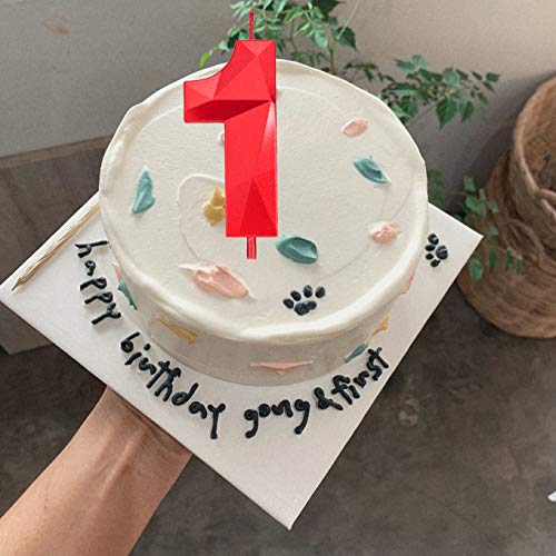 2.75 Inch Tall 3D Diamond Shaped Bright Red Number 3 Candles - Happy Birthday Cake Toppers for Adults & Kids Party Decorations - Perfect for Birthday Cakes, Cupcakes, and Family Celebrations