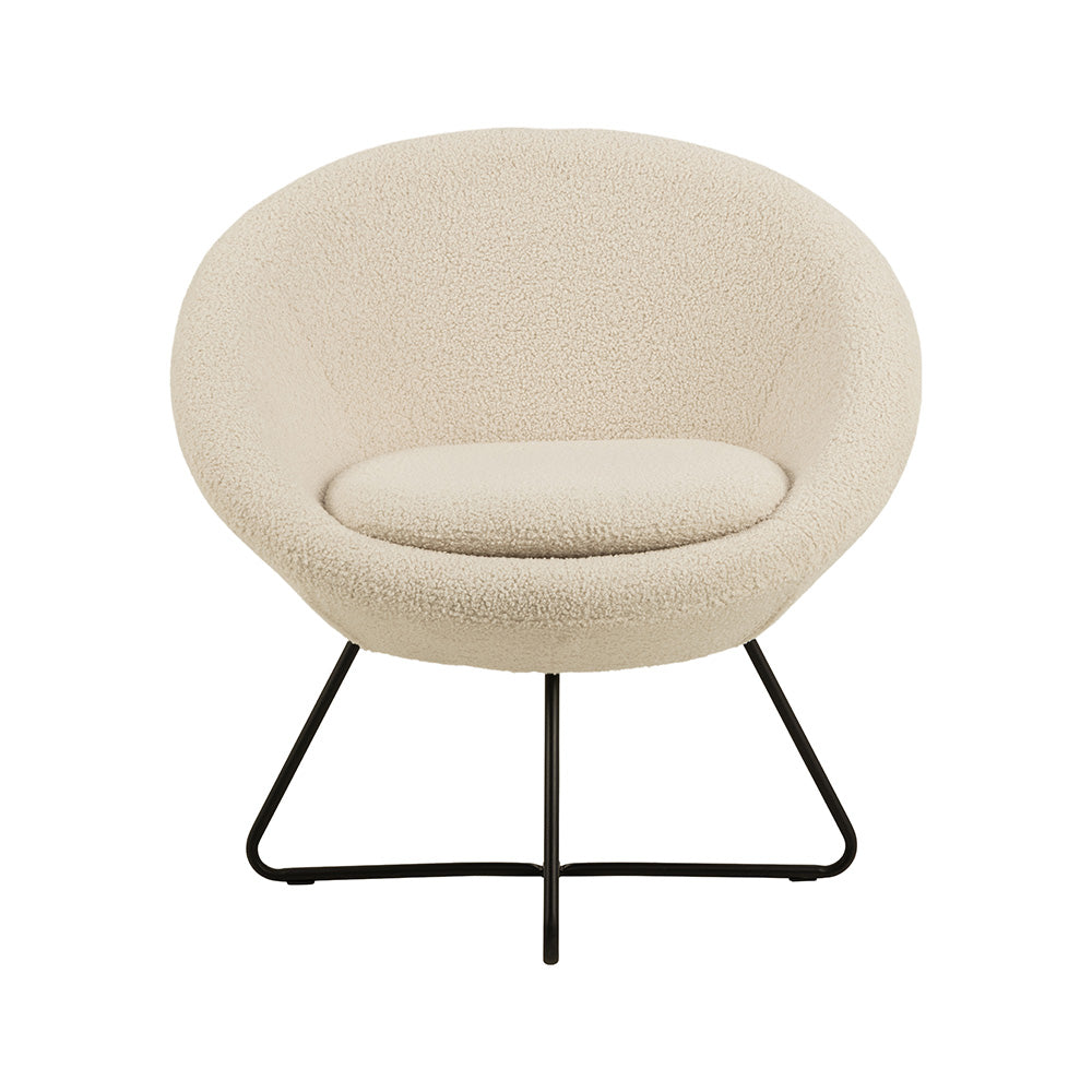 Boucle Lounge Arm Chair - Soft Cream Upholstered Accent Chair for Living Room, Bedroom & Office - Comfortable Modern Reading Chair with Sturdy Frame