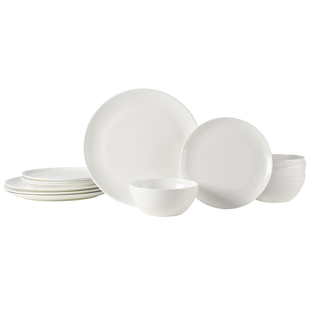 Mirabel 12-Piece Vegan Bone Dinnerware Set - Service for 4, Elegant Porcelain Plates & Bowls for Everyday Dining & Entertaining