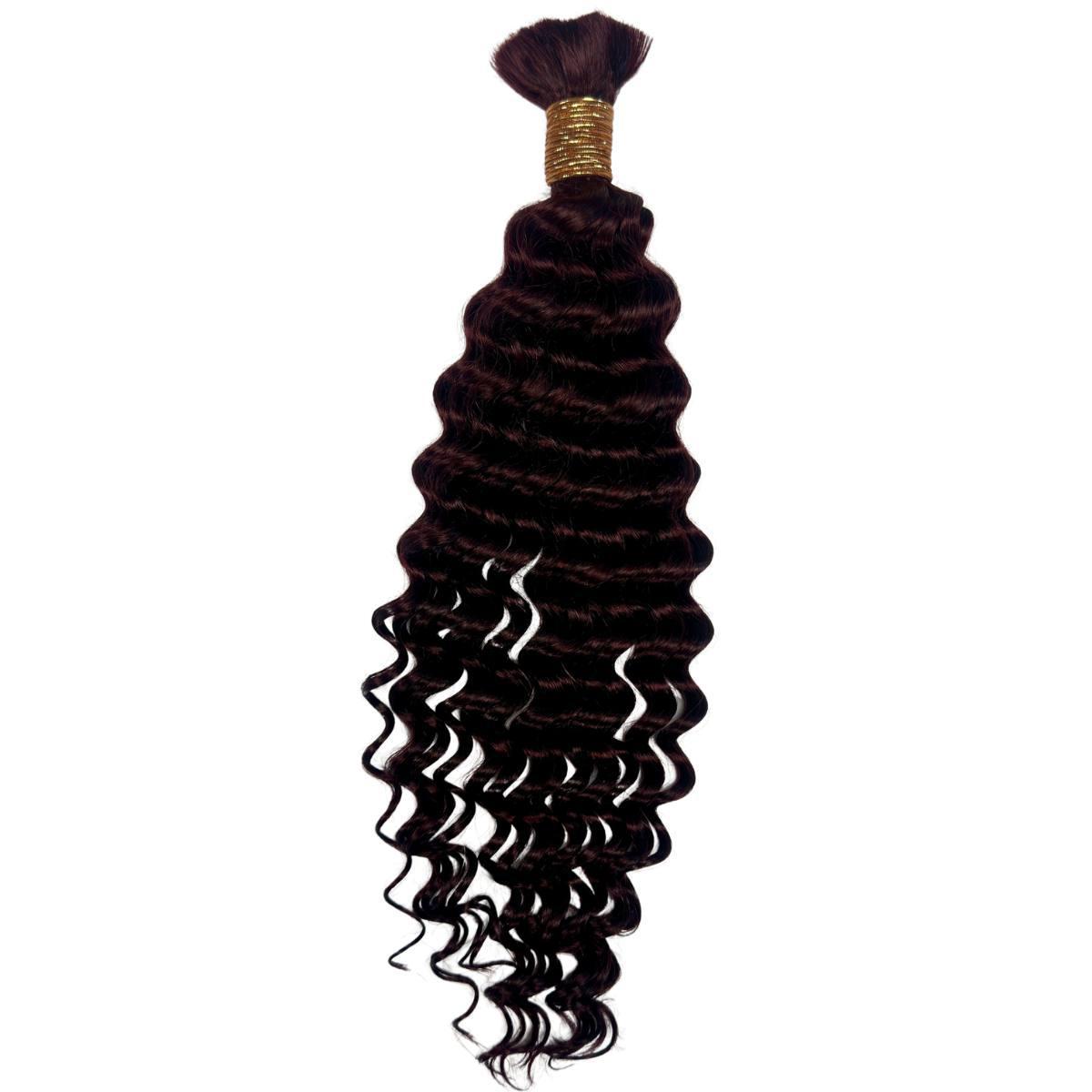 100% Human Hair Burgundy Deep Wave 99J Bulk Braiding Hair for Protective Styles & Natural Look | Perfect for Box Braids, Crochet, and Weave Extensions