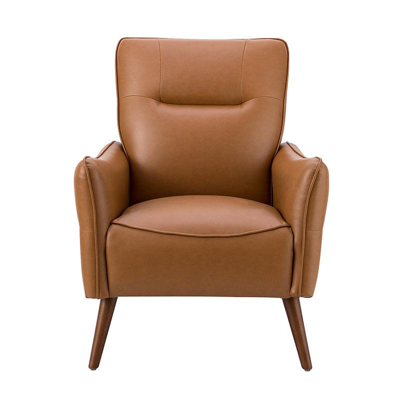 Clara Vegan Leather Armchair - Modern PU Leather Lounge Chair for Living Room, Office & Bedroom - Comfortable Mid-Century Style Accent Chair with Sturdy Metal Legs