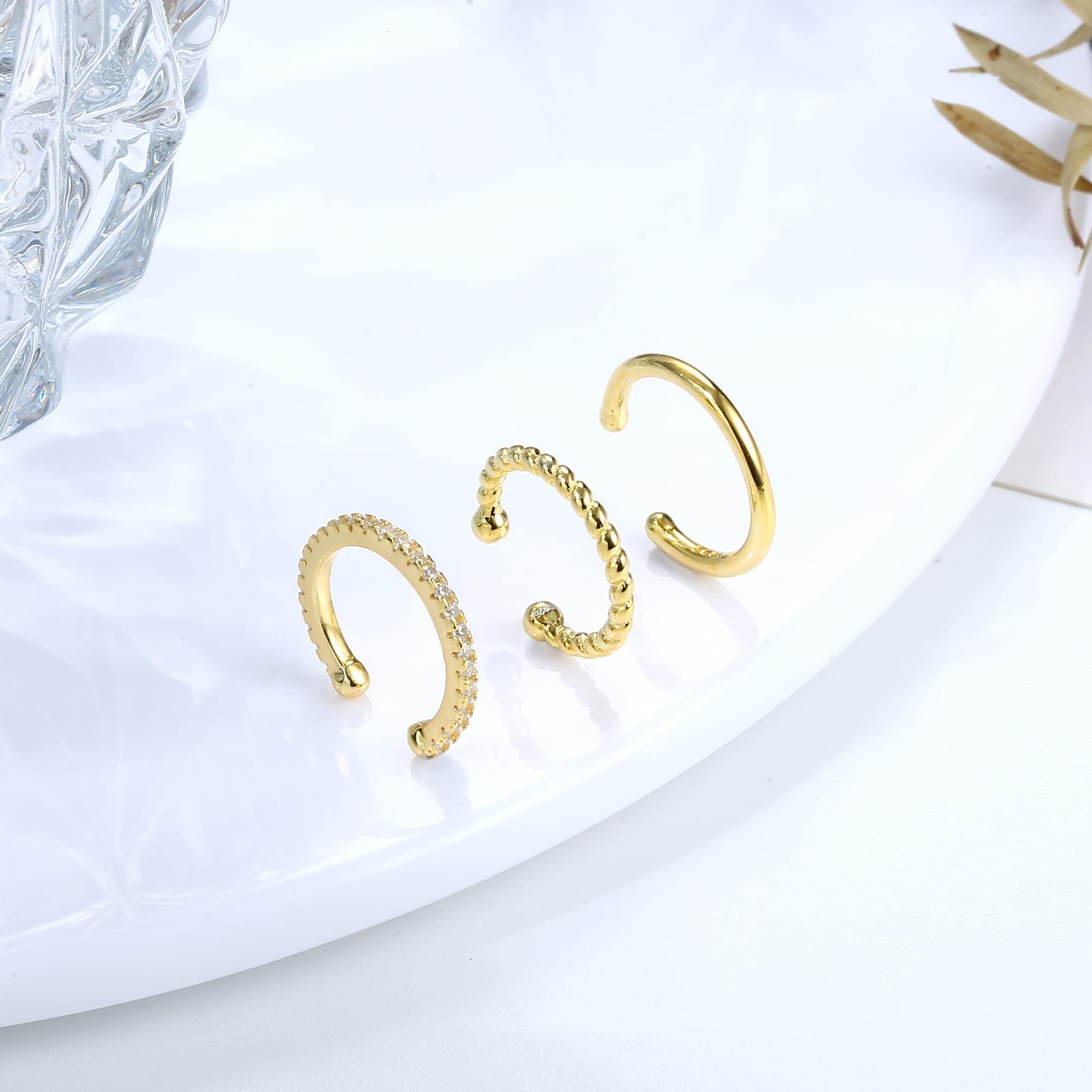 925 Sterling Silver Non-Piercing Ear Cuffs - Hypoallergenic Cartilage Earrings for Women | Fake Helix & Conch Cuff Jewelry | Perfect for Sensitive Ears & Everyday Wear