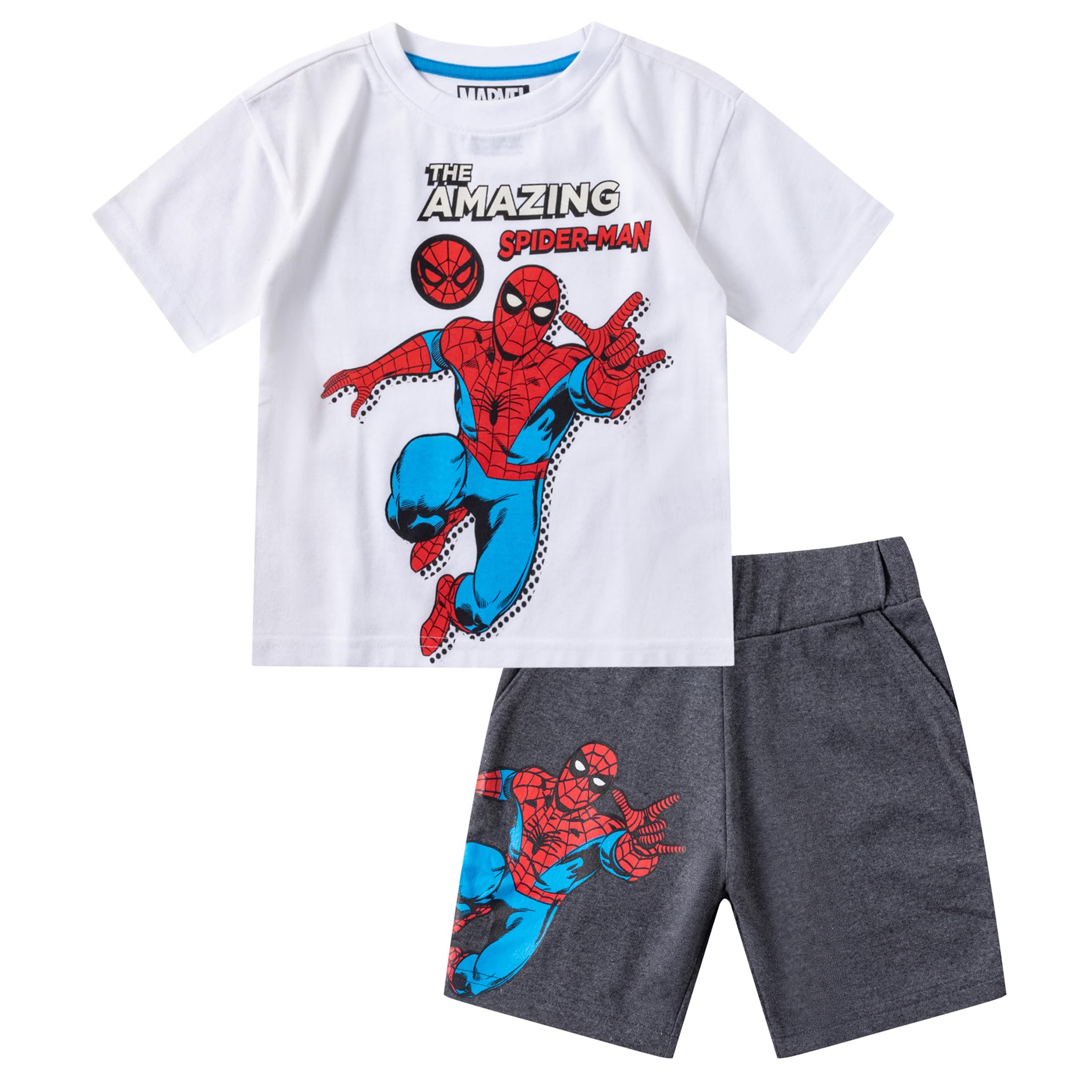 Marvel Spider-Man Boys 2-Piece Short Sleeve T-Shirt & Shorts Set - Toddler Superhero Costume Outfit for Playtime, Dress Up & Birthday Parties