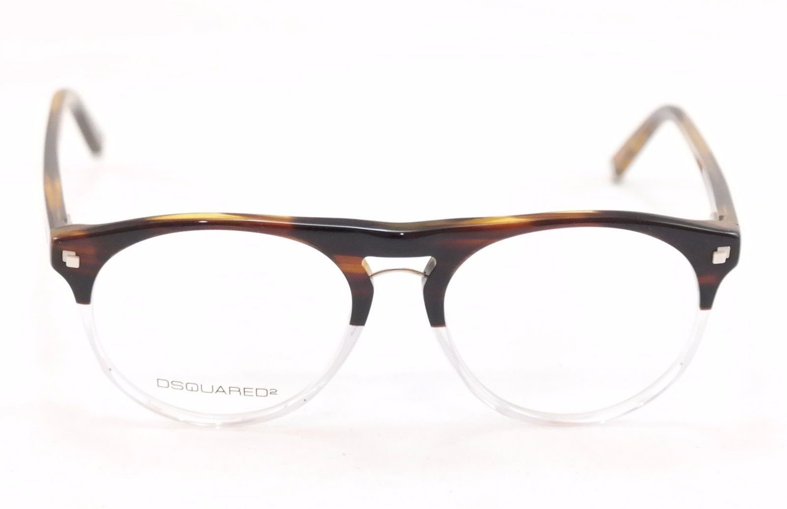Dsquared2 DQ5074 056 Brown Havana White Plastic Eyeglasses Frame - Made in Italy - 51-16-145 Size - Perfect for Fashion & Reading Glasses