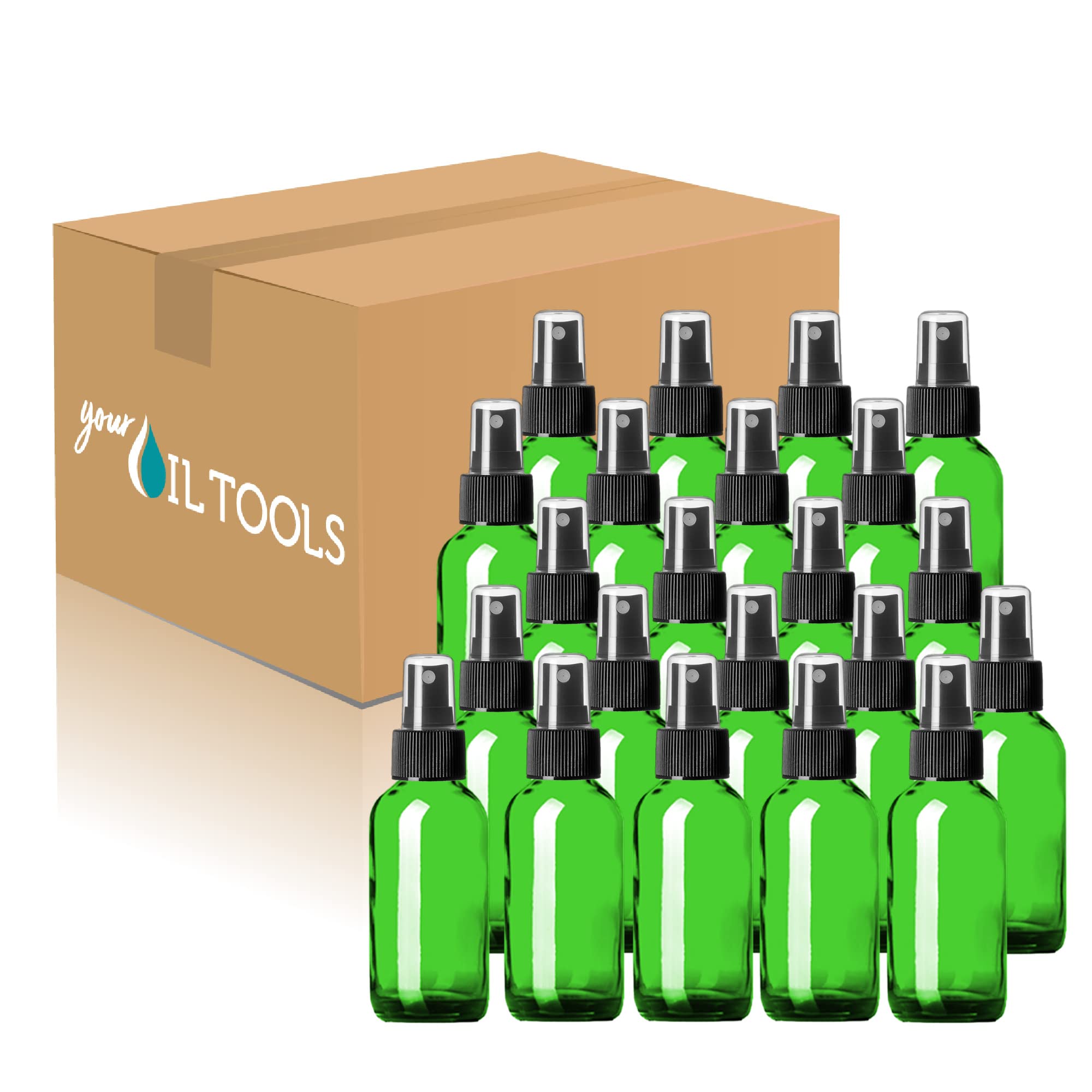 1 oz Glass Bottle with Black Fine Mist Sprayer - 360 Pack (Green) - Perfect for Essential Oils, Perfumes & DIY Beauty Products