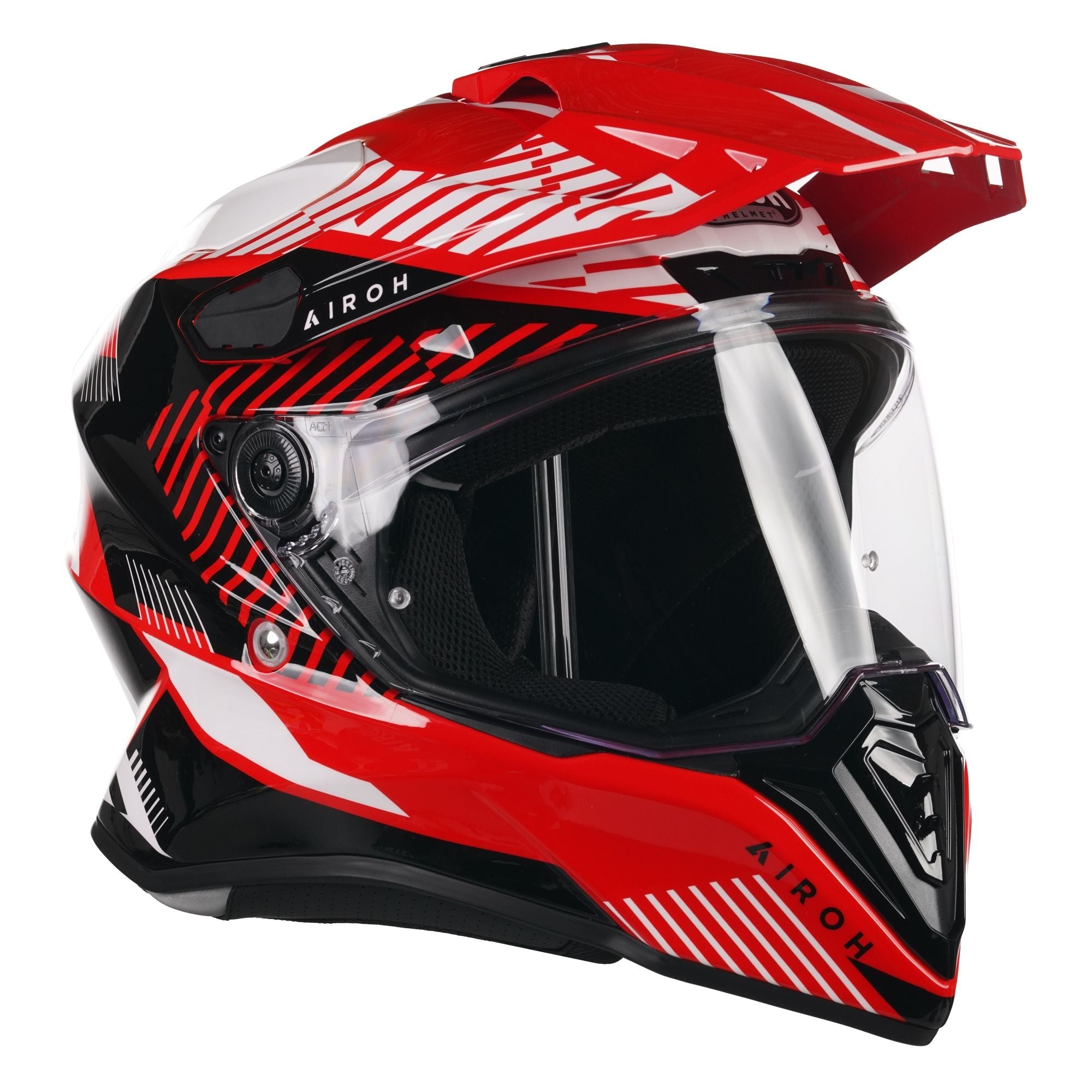 Airoh Commander Adventure Gloss Boost Red Motorcycle Helmet - DOT & ECE Certified for Off-Road & Street Riding - Lightweight & Ventilated for Comfort - Perfect for Adventure Tours, Commuting & Racing