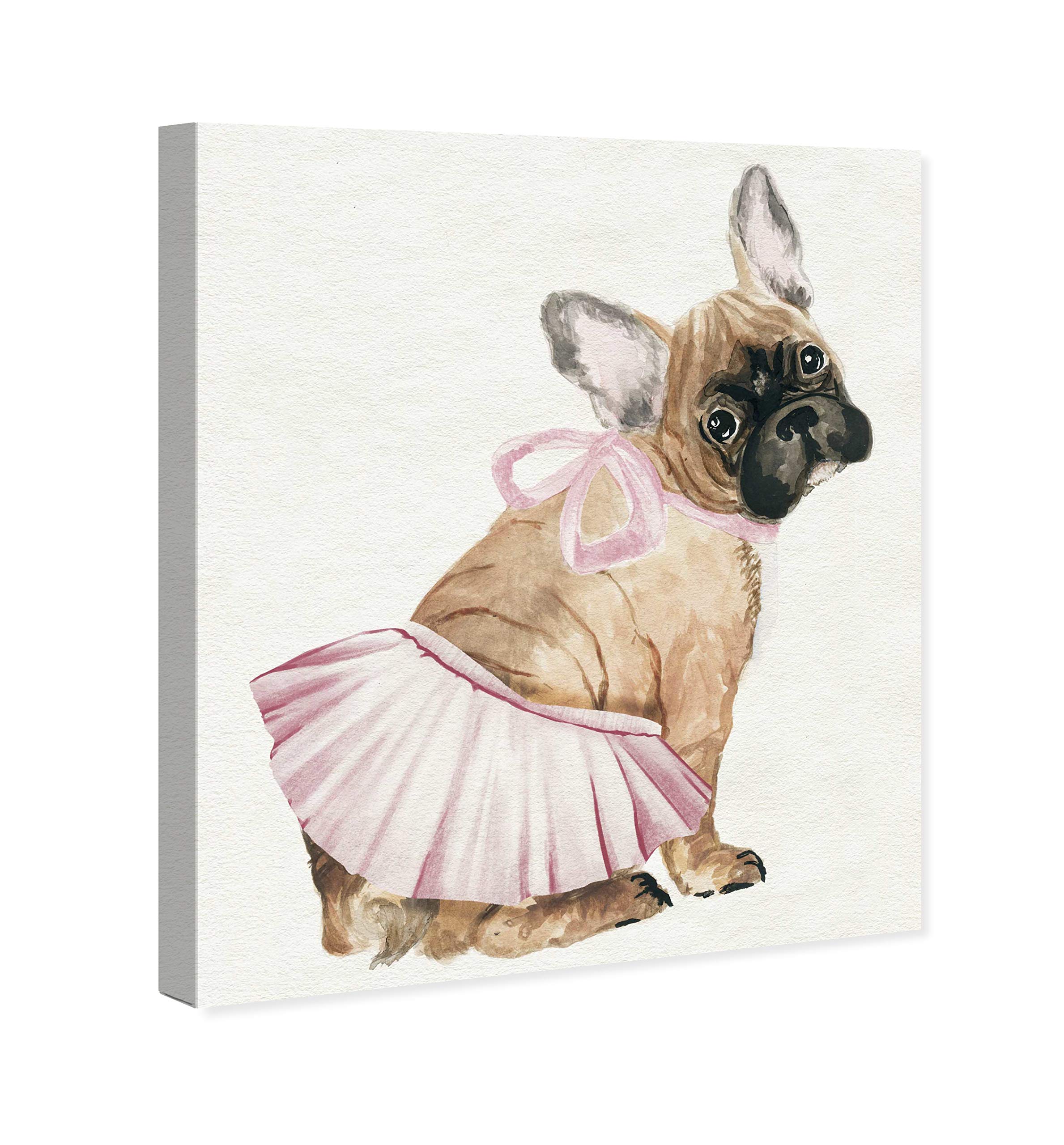 Oliver Gal Artist Co. 'Le Petit Frenchie' Animal Wall Art Canvas Print - 30x36 Inches Brown & Pink Modern Home Decor - Perfect for Living Room, Bedroom or Nursery Décor
