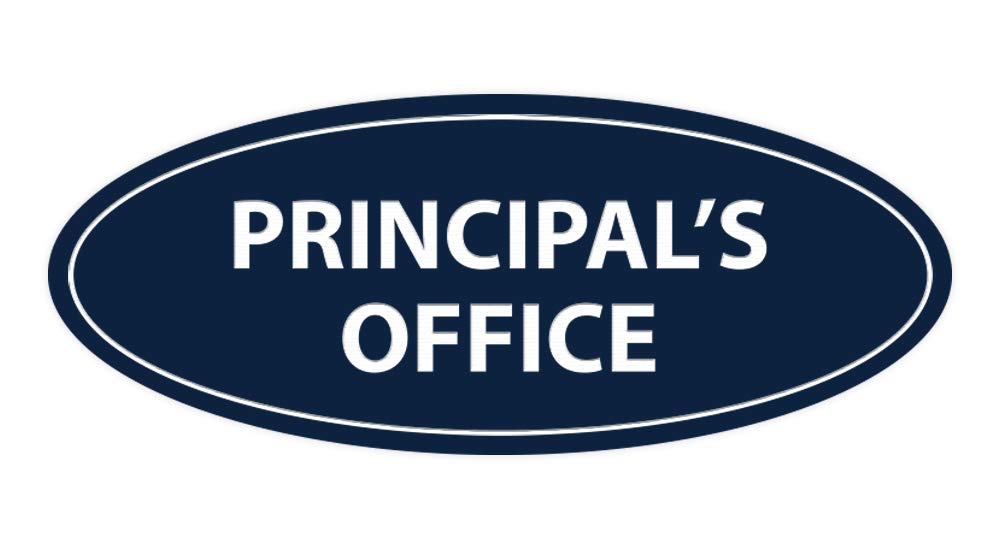 ByLITA Oval Principal's Office Sign - Navy Blue & White Small Wall Decor for School Administration & Classroom Door