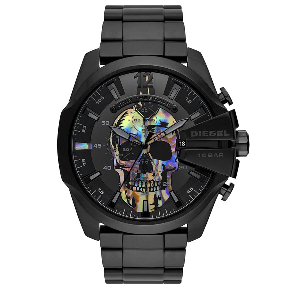 Diesel Mega Chief Chronograph Stainless Steel Men's Watch DZ4582 - Waterproof Luxury Timepiece for Business, Casual & Outdoor Activities