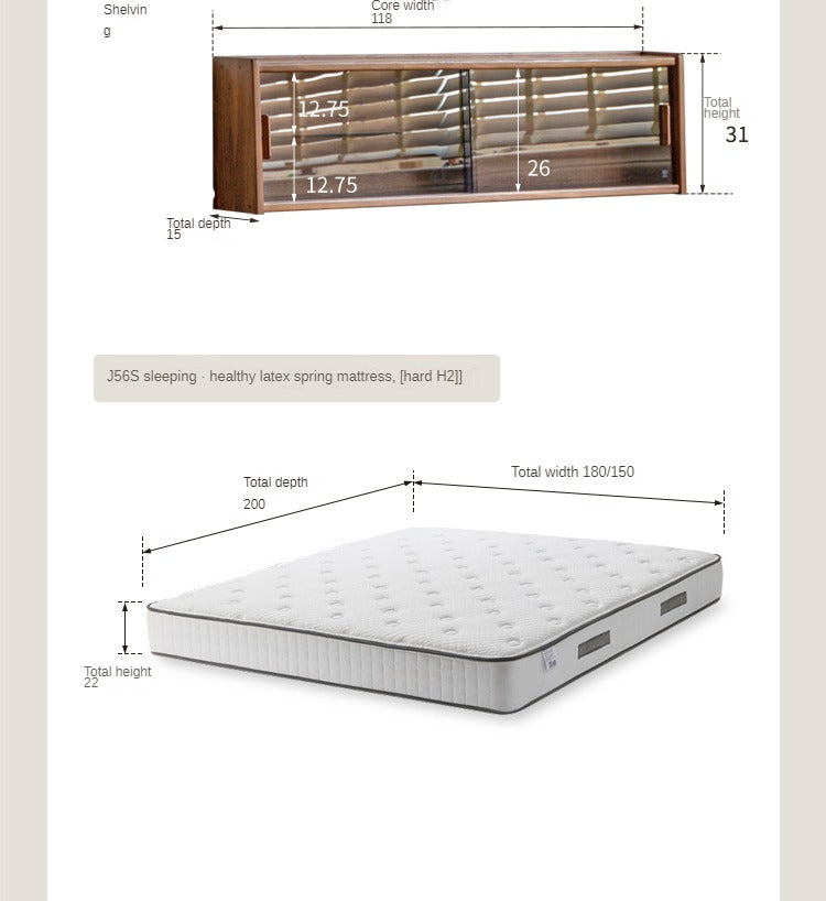 Premium Black Walnut Solid Wood Leather Bed Frame - Luxury Bedroom Furniture Set for Master Bedroom & Guest Room Decor