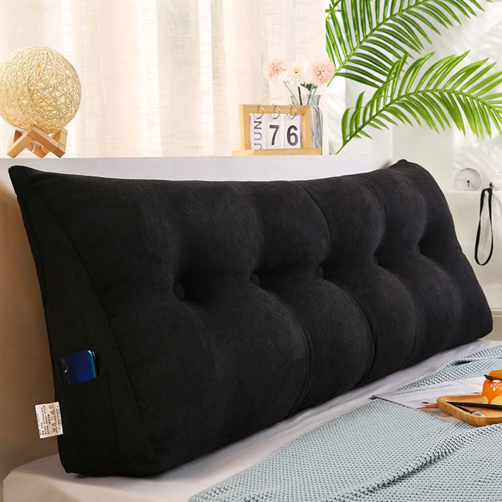DPLCC Extra Large Reading Pillow with Backrest - 59in/150cm Triangular Wedge Pillow for Twin, Full, Queen & King Beds - Perfect for Reading, Watching TV, Gaming & Relaxing in Bed (Black)