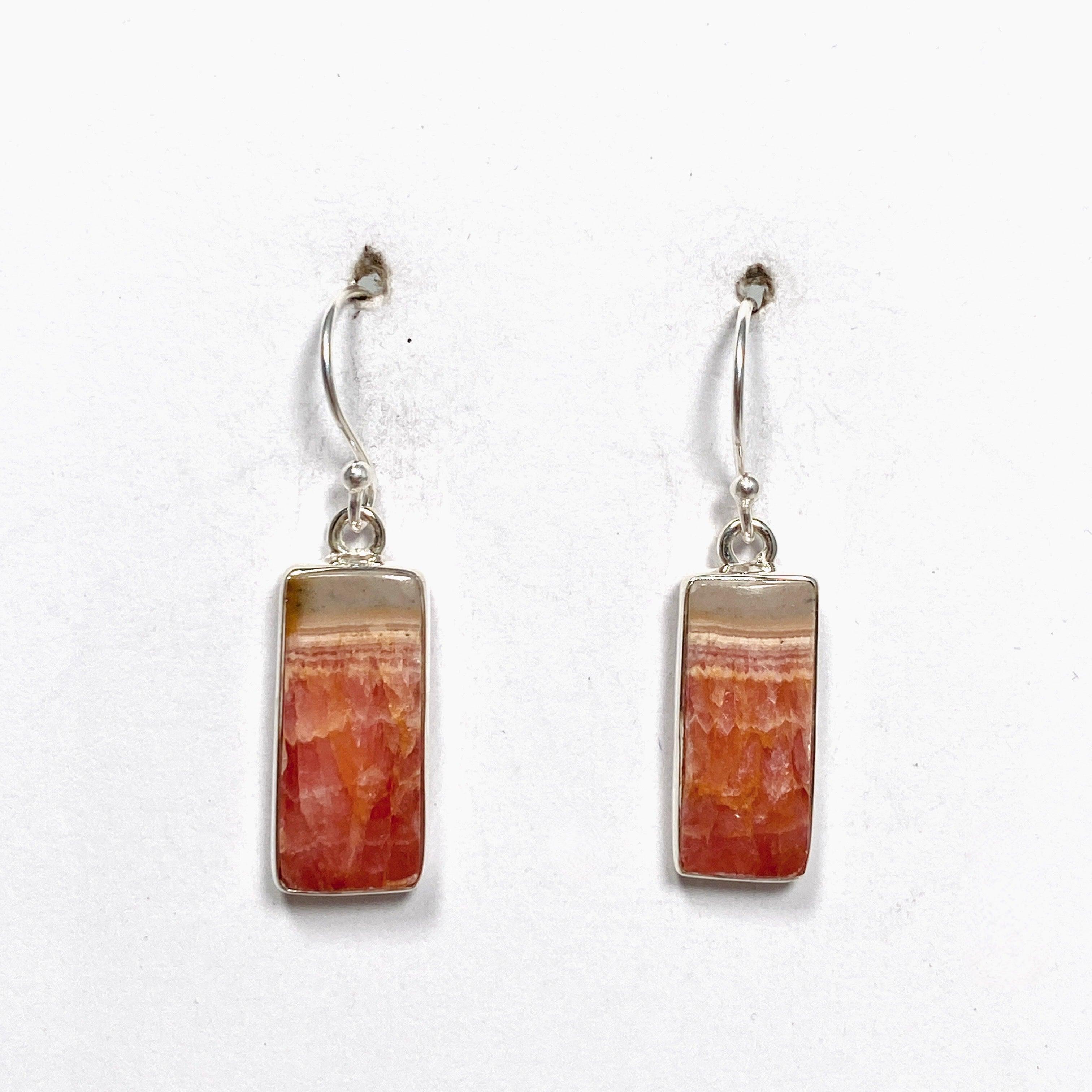 Rhodochrosite Rectangular Earrings KEGJ1456 - Elegant Gemstone Jewelry for Women | Perfect for Parties, Weddings & Special Occasions