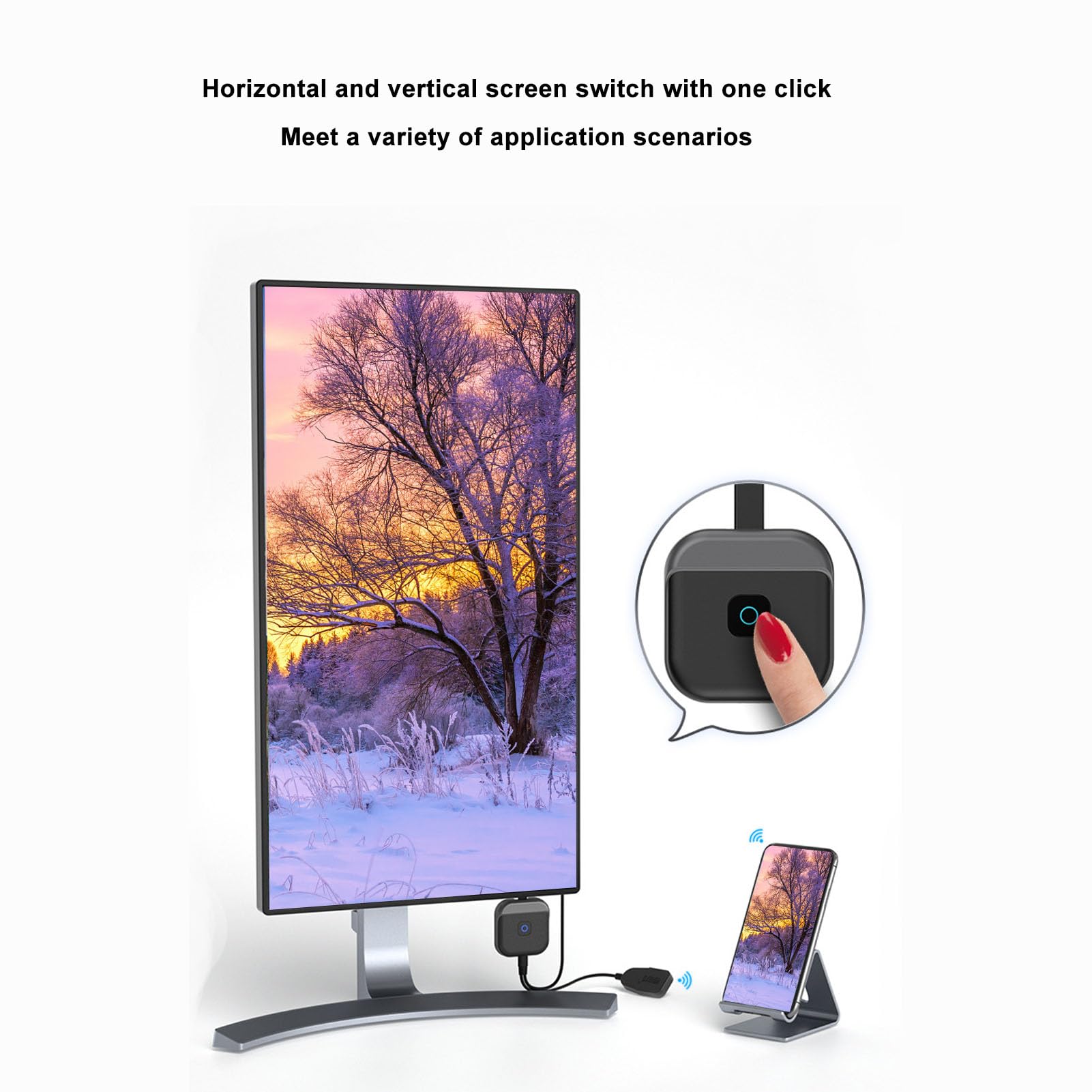 4K HD Wireless Display Adapter - Fast Screen Mirroring for Phones, Tablets & Laptops | 2.4G Band | Horizontal/Vertical Switch | Home Office & Entertainment Streaming