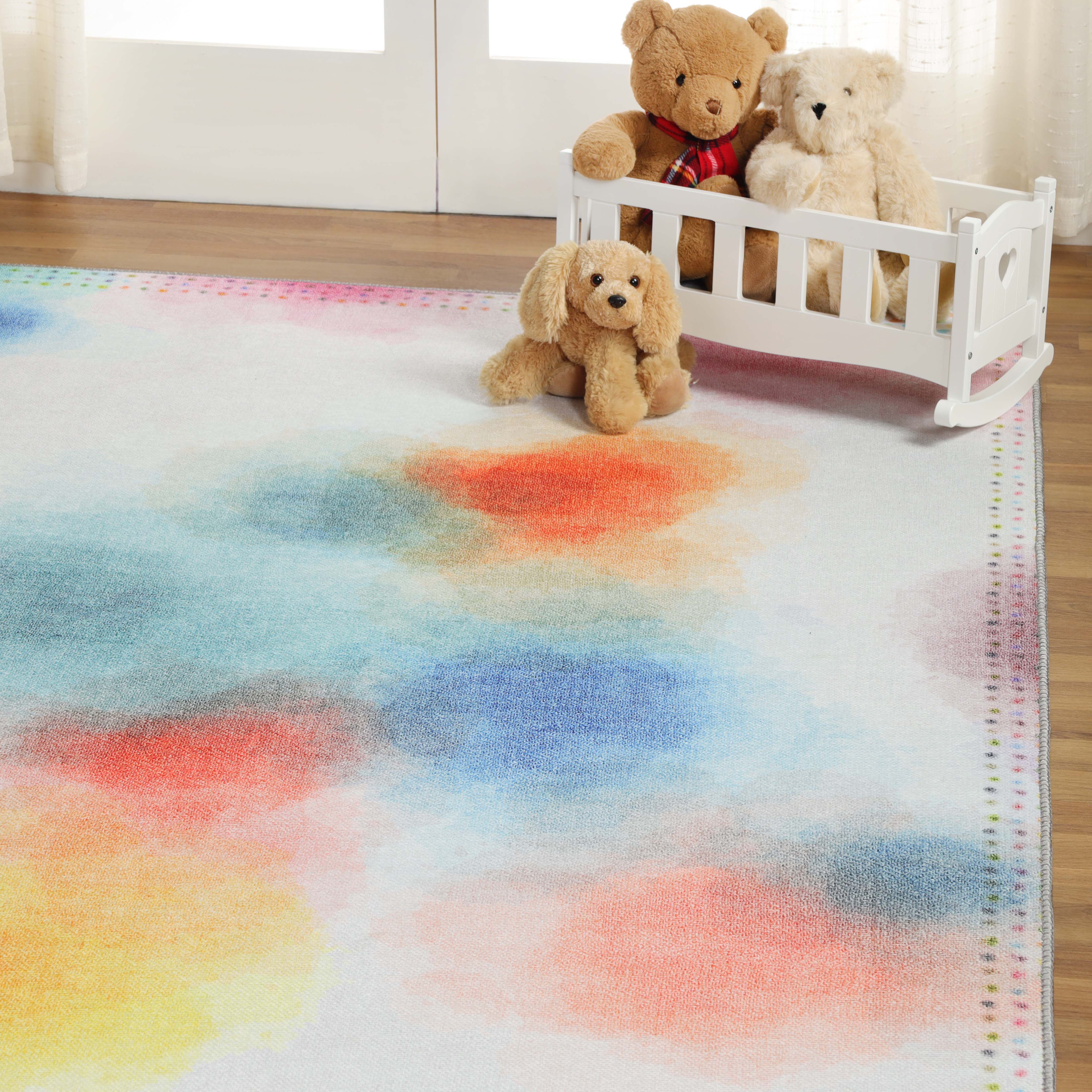 Blossom Kids Non-Slip Area Rug - Colorful Playroom Rug with Anti-Skid Backing for Nursery, Bedroom & Play Areas | Soft Kids Floor Mat for Safety & Style