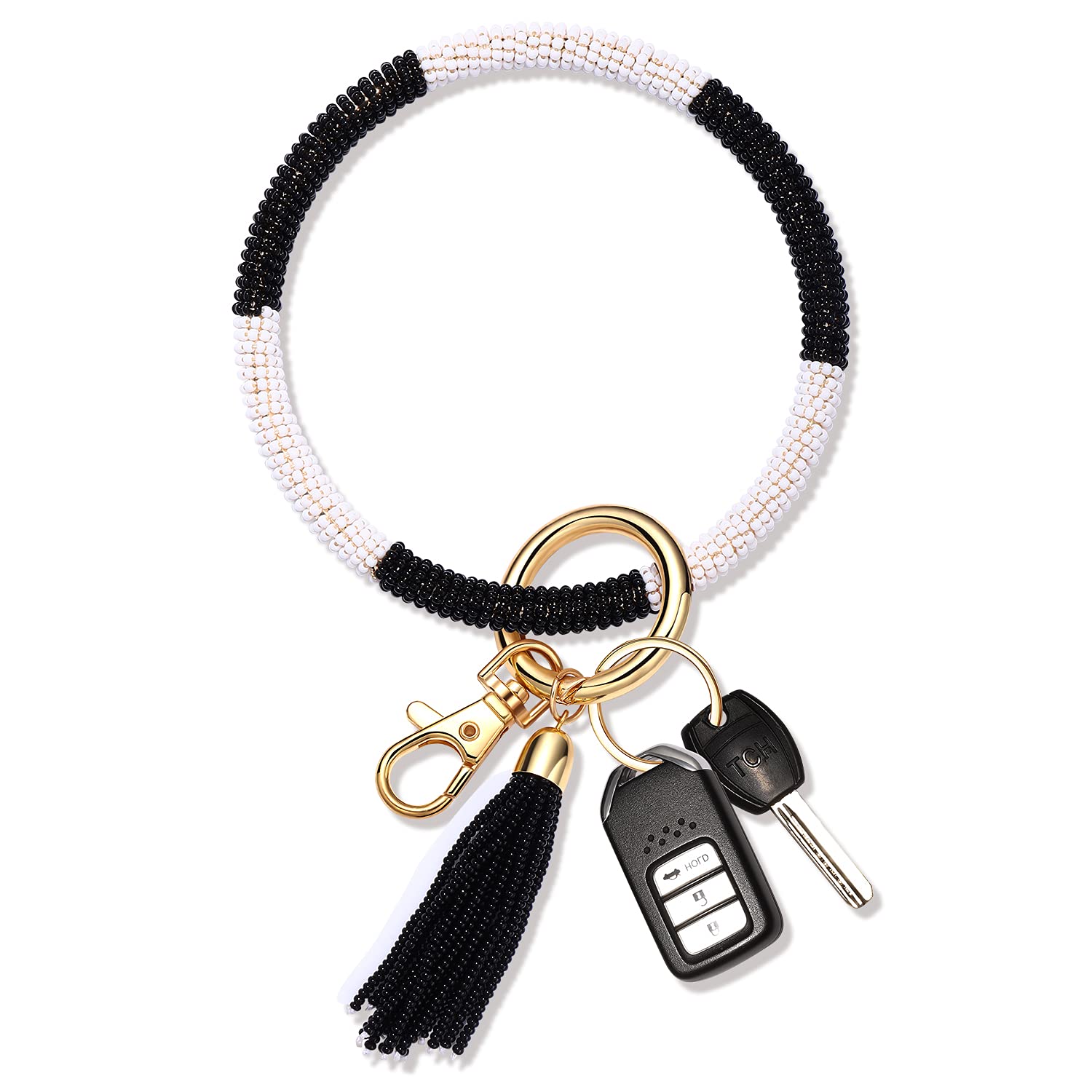 Handmade Beaded Keychain Bracelet for Women - Stylish Wristlet Key Holder with Tassel for House & Car Keys | Perfect Gift for Her, Everyday Wear & Key Organization