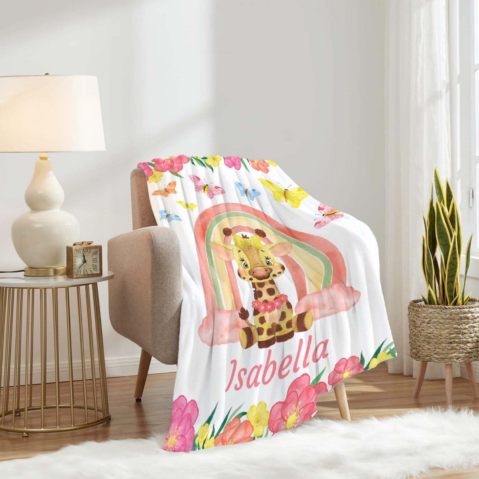 Personalized Baby Blankets for Girls & Boys - Custom Name Embroidered Fleece Blanket - Soft Cozy Deer Print Throw for Newborns - Perfect Baby Shower Gift & Nursery Essential (XL Size) - Great for Cuddling, Swaddling & Family Photo Props
