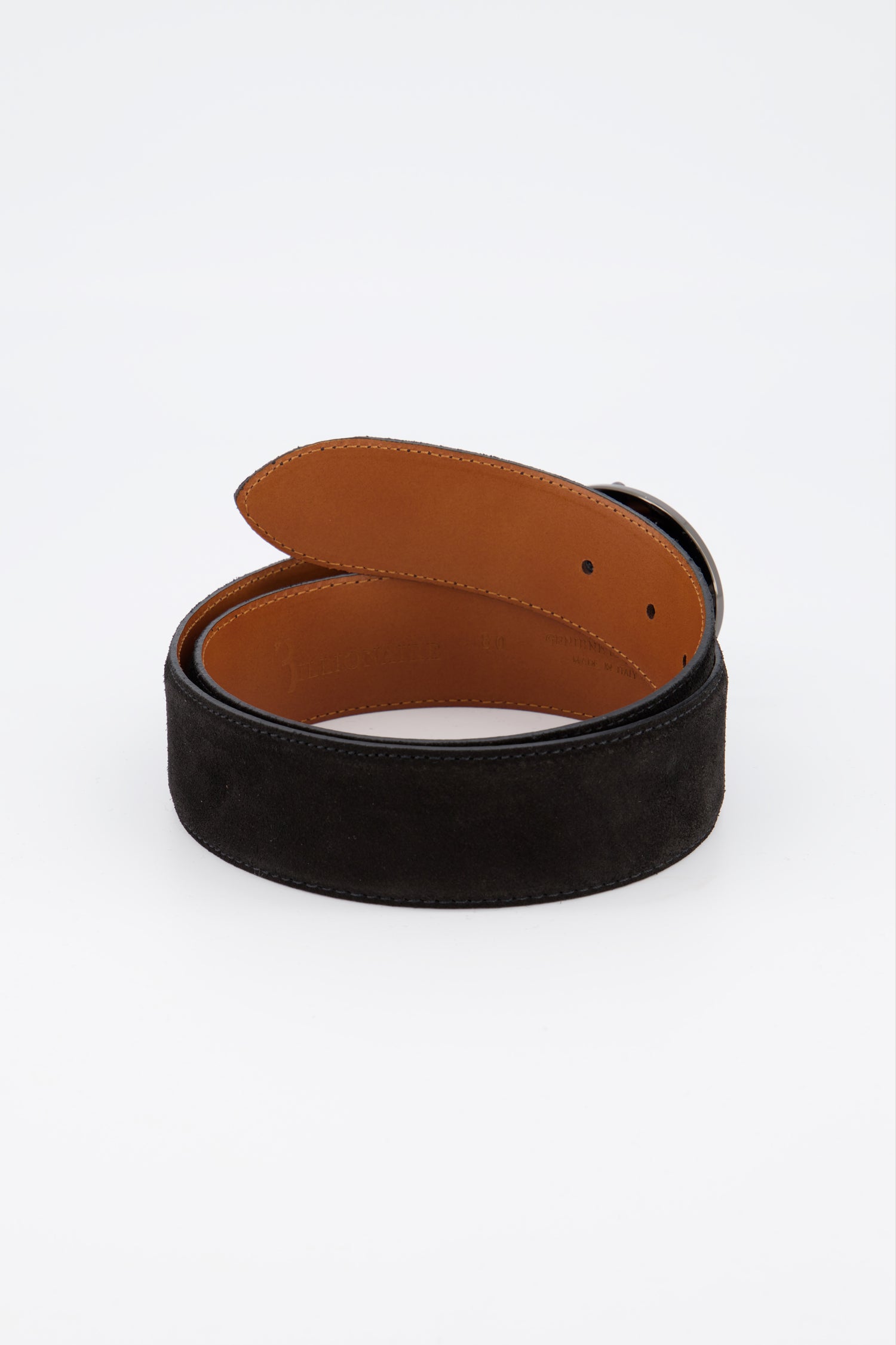 Luxury Billionaire Black/Nickel Suede Belt with Crest Buckle - Premium Dress Belt for Men | Perfect for Business, Formal Events & Special Occasions