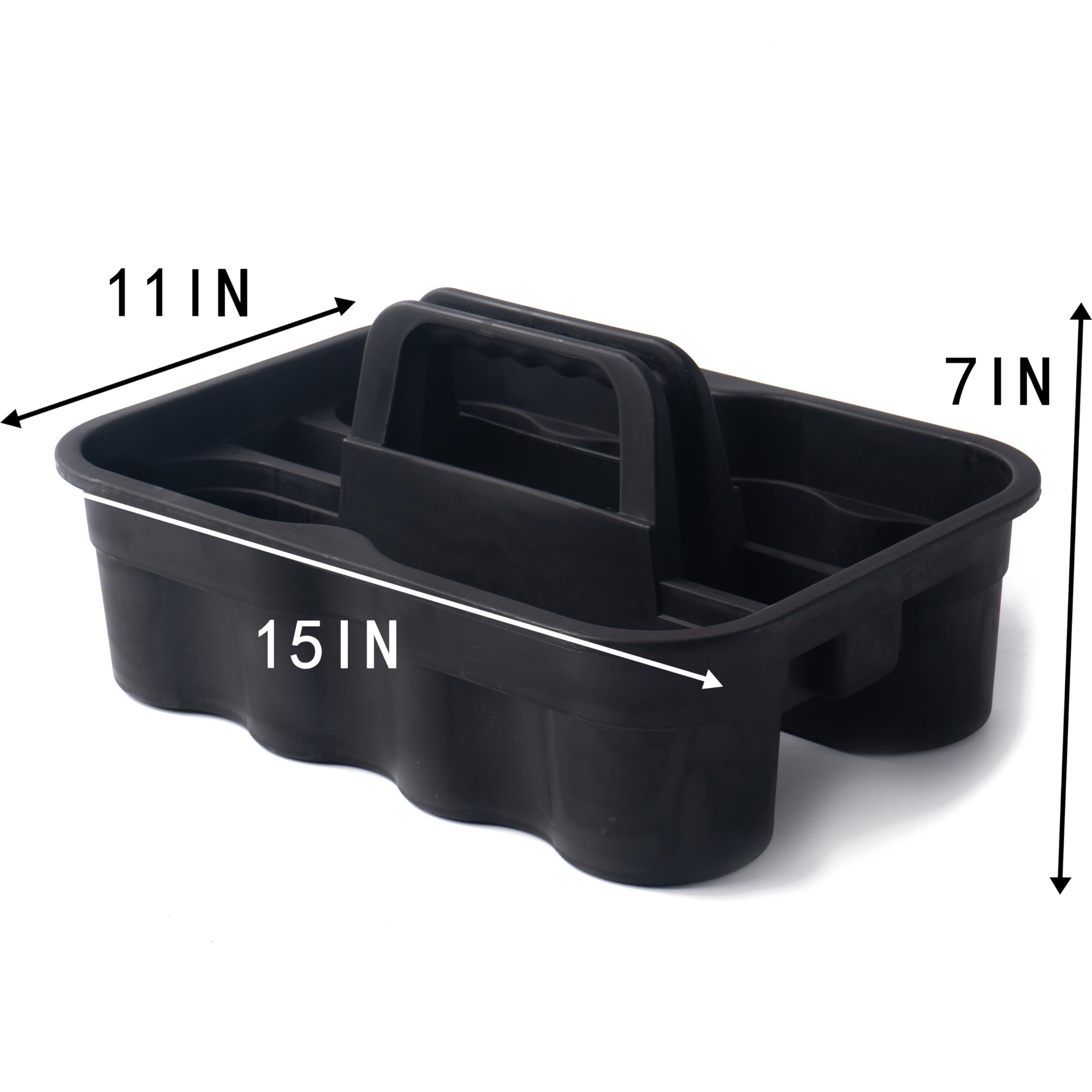 3-Pack Large Plastic Tote Caddy with Handle - Portable Storage for Cleaning Supplies, Bathroom & Kitchen Organization - Black