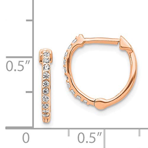 14K Rose Gold Diamond Hinged Hoop Earrings for Women - 13mm Dainty Luxury Stud Earrings, Perfect for Weddings, Parties & Everyday Elegance