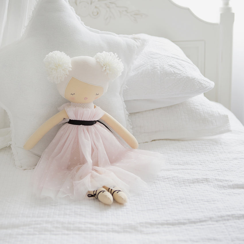 Alimrose Scarlett Pom Pom Doll - Soft Pink Plush Toy for Kids, Perfect for Gifts, Playtime & Nursery Decor | Cute Stuffed Animal for Girls & Boys