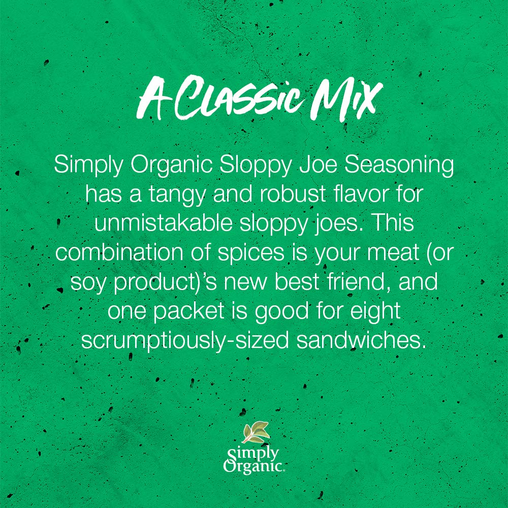 Organic Sloppy Joe Seasoning Mix, USDA Certified, Gluten-Free, Non-GMO | 1.41 oz (Pack of 12) | Perfect for Burgers, Sandwiches & Family Dinners