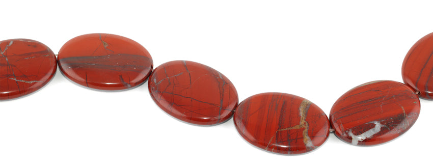 30x40mm Red Stripe Jasper Oval Gemstone Beads for Jewelry Making - DIY Bracelet, Necklace & Earring Supplies - Healing Crystal Beads for Spiritual Crafts