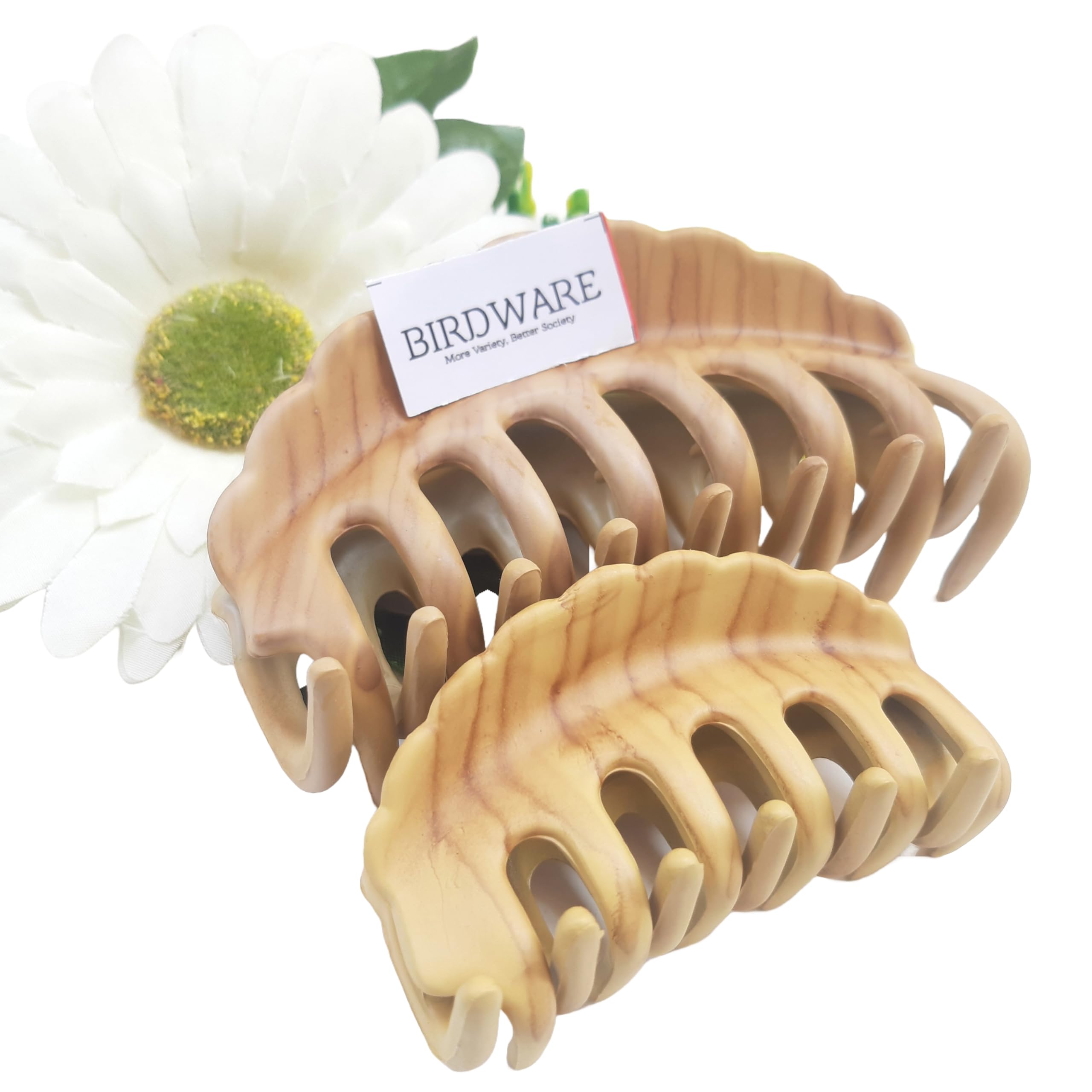 BIRDWARE Large Hair Clips for Women - 2 Pack Black & Multicolor Acrylic Butterfly Hair Clips with Stone Decorations | Non-Slip Rubber Grip | Perfect for Parties, Weddings, and Everyday Hairstyling