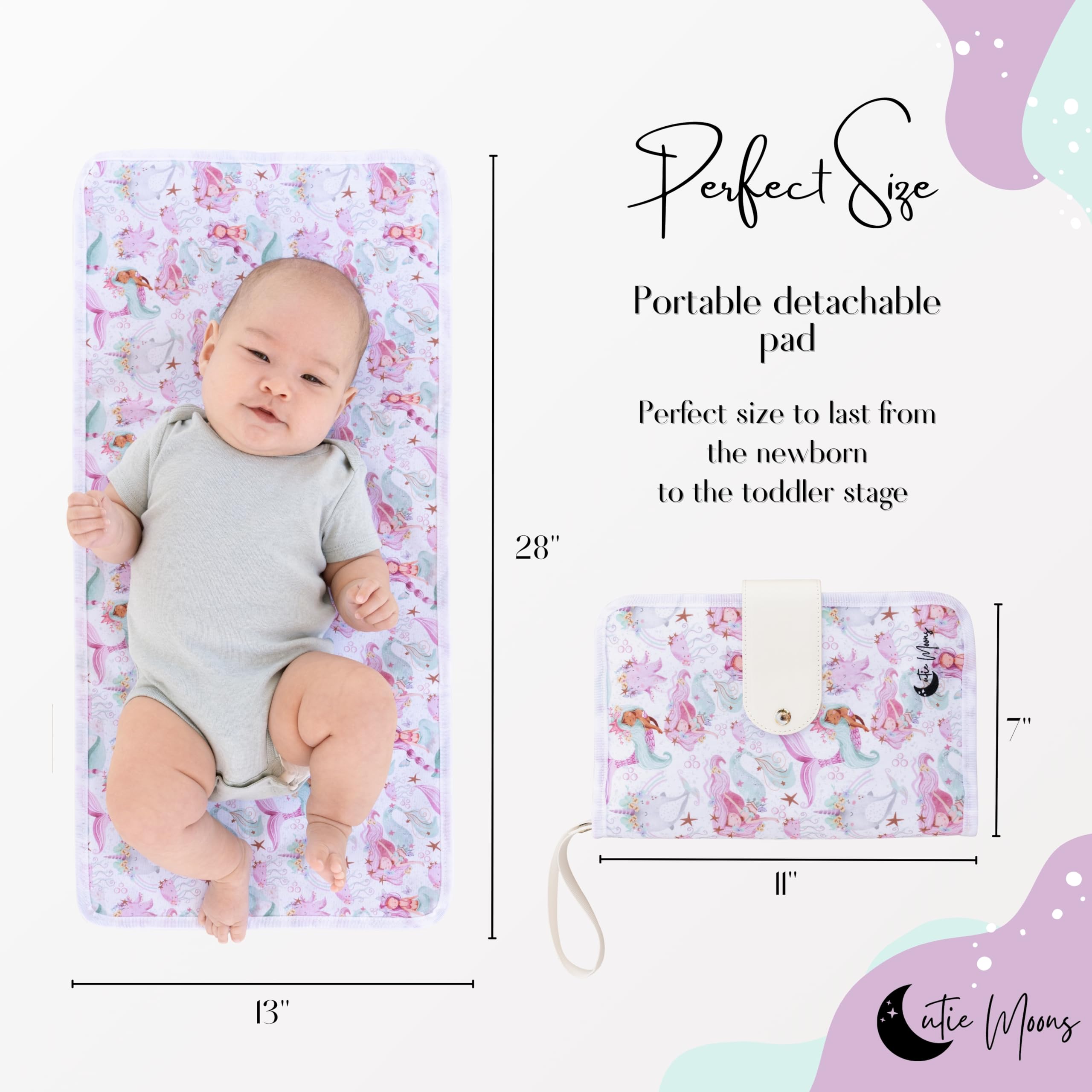 Waterproof Portable Baby Changing Pad - Travel-Friendly with Storage Pockets for Diapers, Wipes & Cream | Ideal for Newborns (Girl & Boy) | Perfect Baby Shower Gift & Essential for On-the-Go Parents | Great for Travel, Daycare & Outdoor Adventures