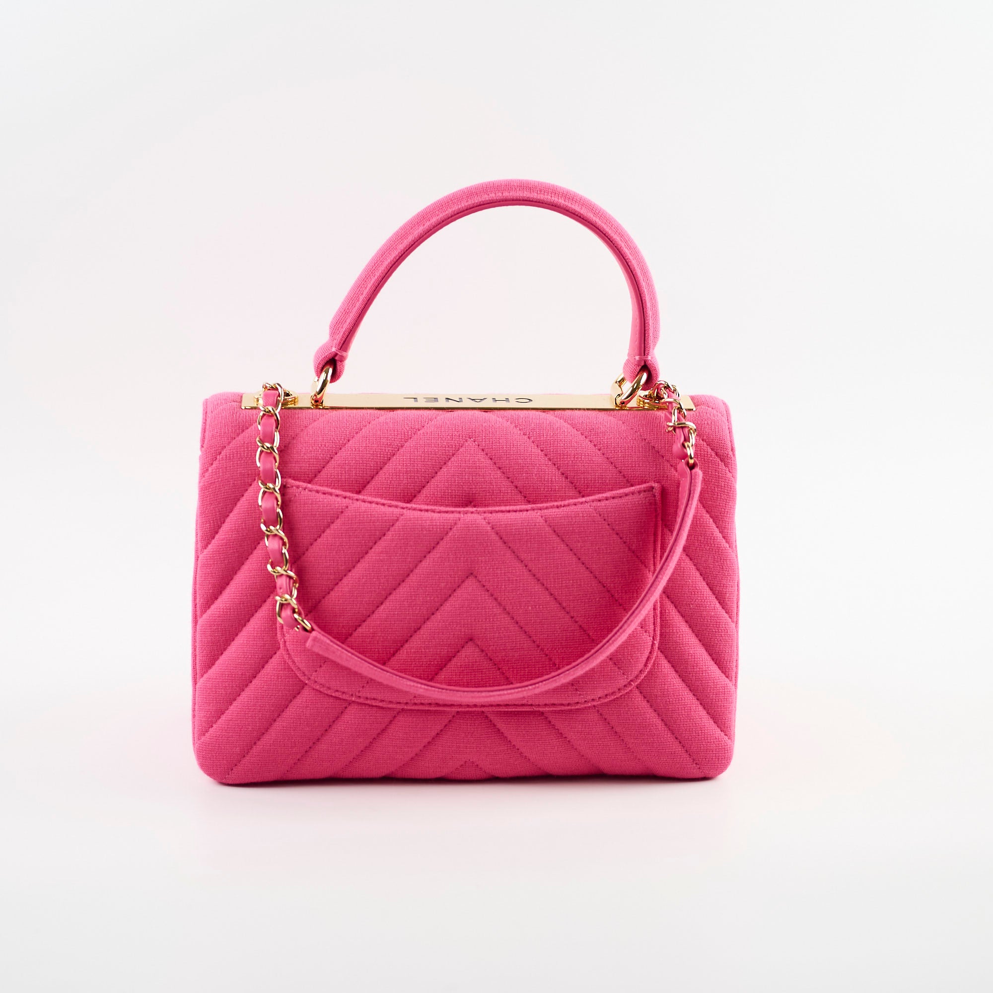 Chanel Trendy CC Small Pink Chevron Canvas Crossbody Bag - Perfect for Date Night & Special Occasions