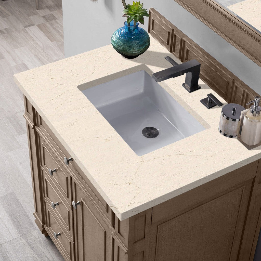James Martin Vanities Bristol Collection 30-Inch Single Bathroom Vanity in Whitewashed Walnut with Countertop Options - Perfect for Modern Bathroom Remodeling and Home Renovation Projects