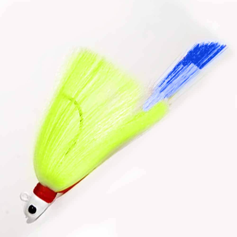 Premium First Light Tackle White Head Chartreuse Body Blue Tail Flair Hawk Snook Jig - Perfect for Saltwater Fishing, Inshore Angling, and Targeting Snook in Coastal Waters